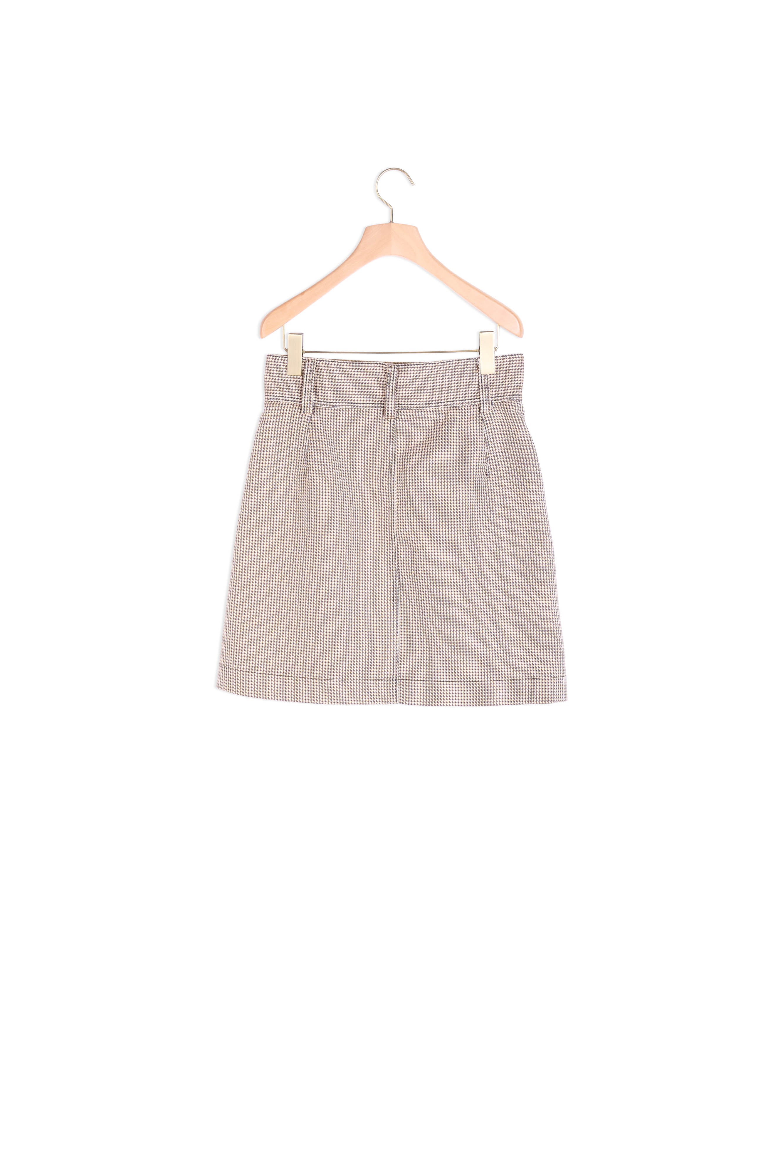 Jupe courte trapèze en pied-de-coq Sandro seconde main