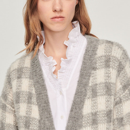 Cardigan jacquard carreaux Sandro seconde main