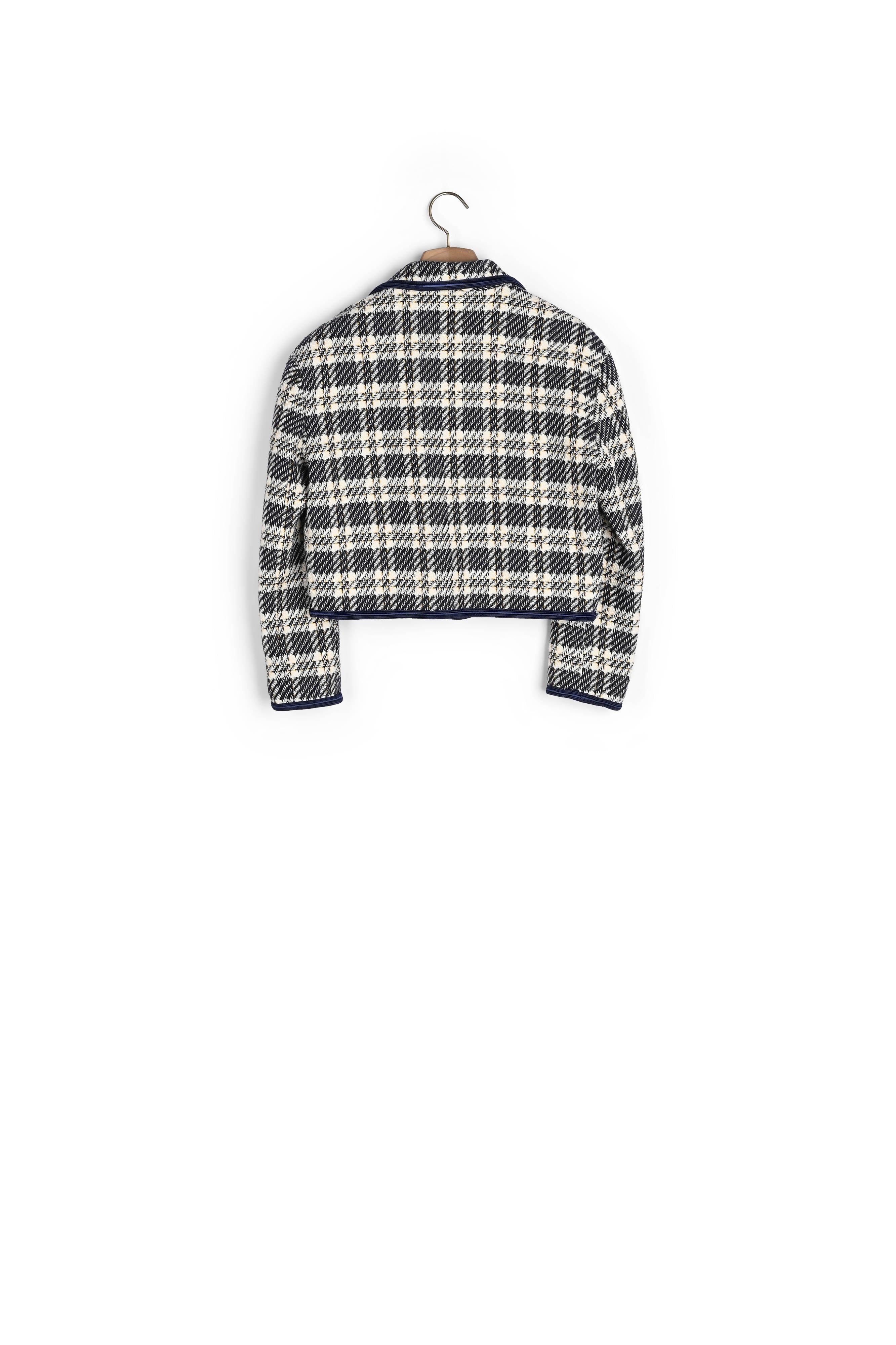 Veste courte en tweed à carreaux Sandro seconde main