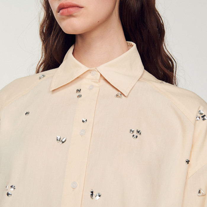 Chemise ornée de strass brodés à la main Sandro seconde main