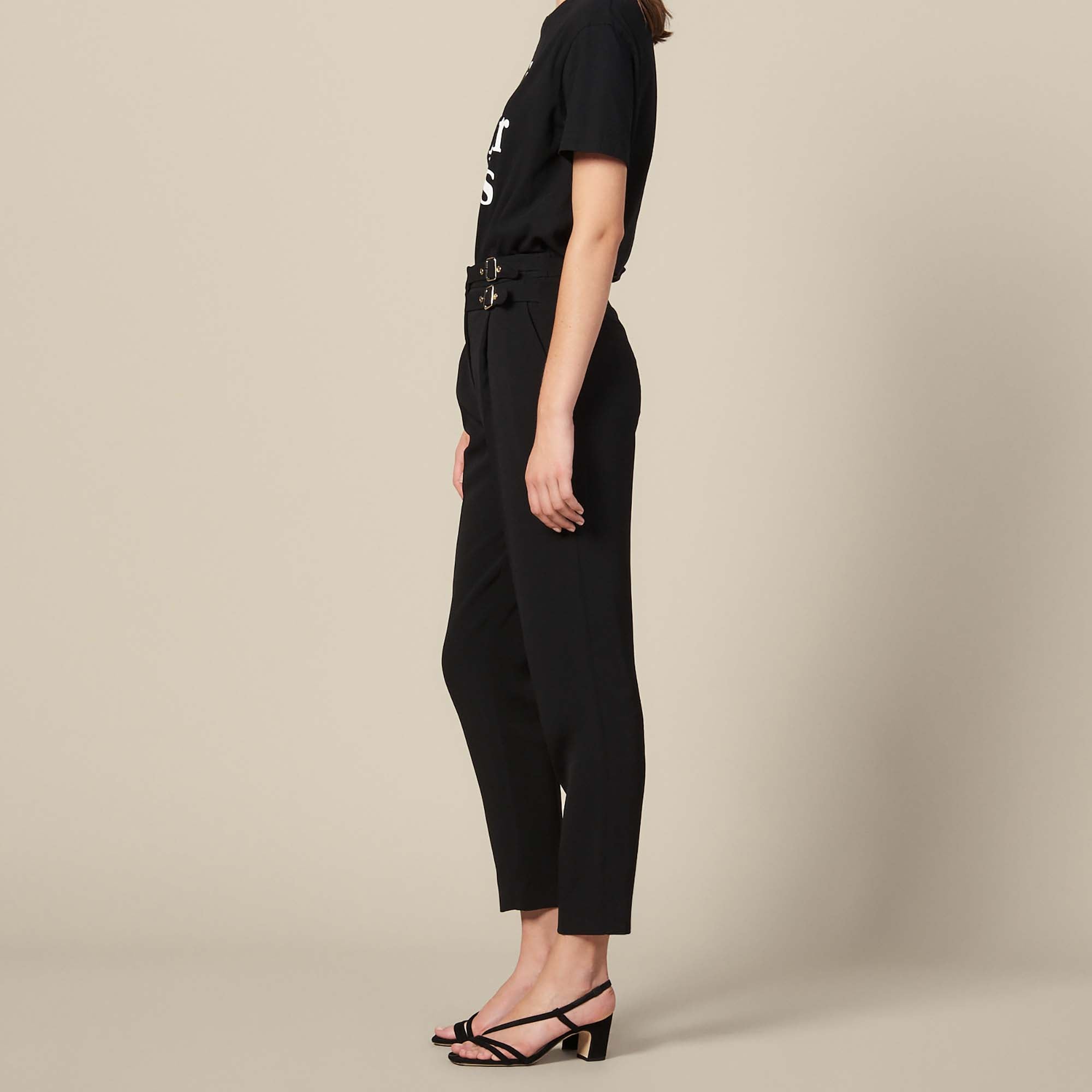 Pantalon taille haute ornée de boucles Sandro seconde main