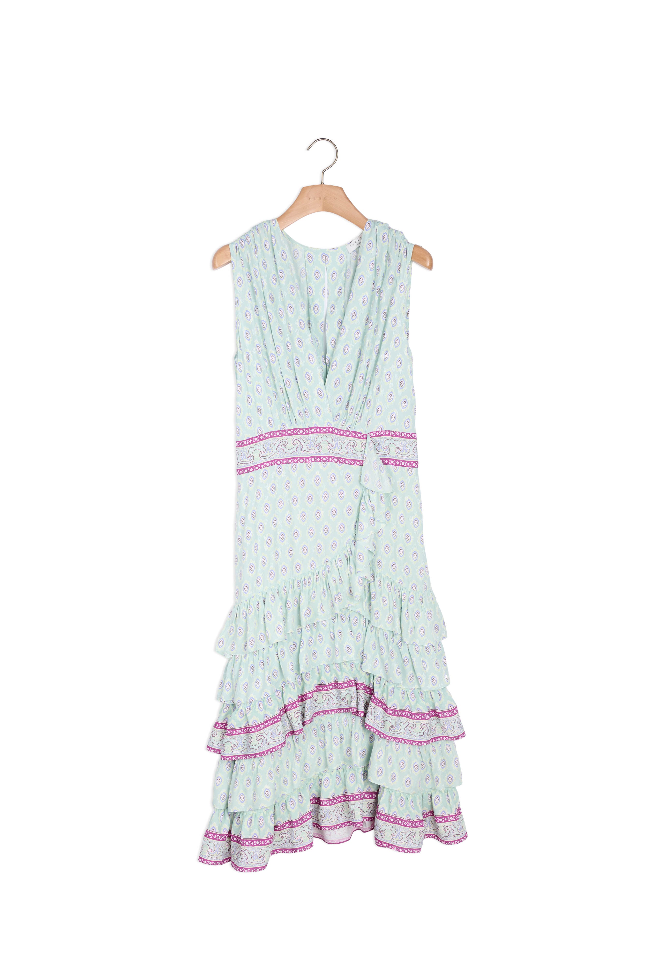 Robe longue imprimée à volants Sandro seconde main