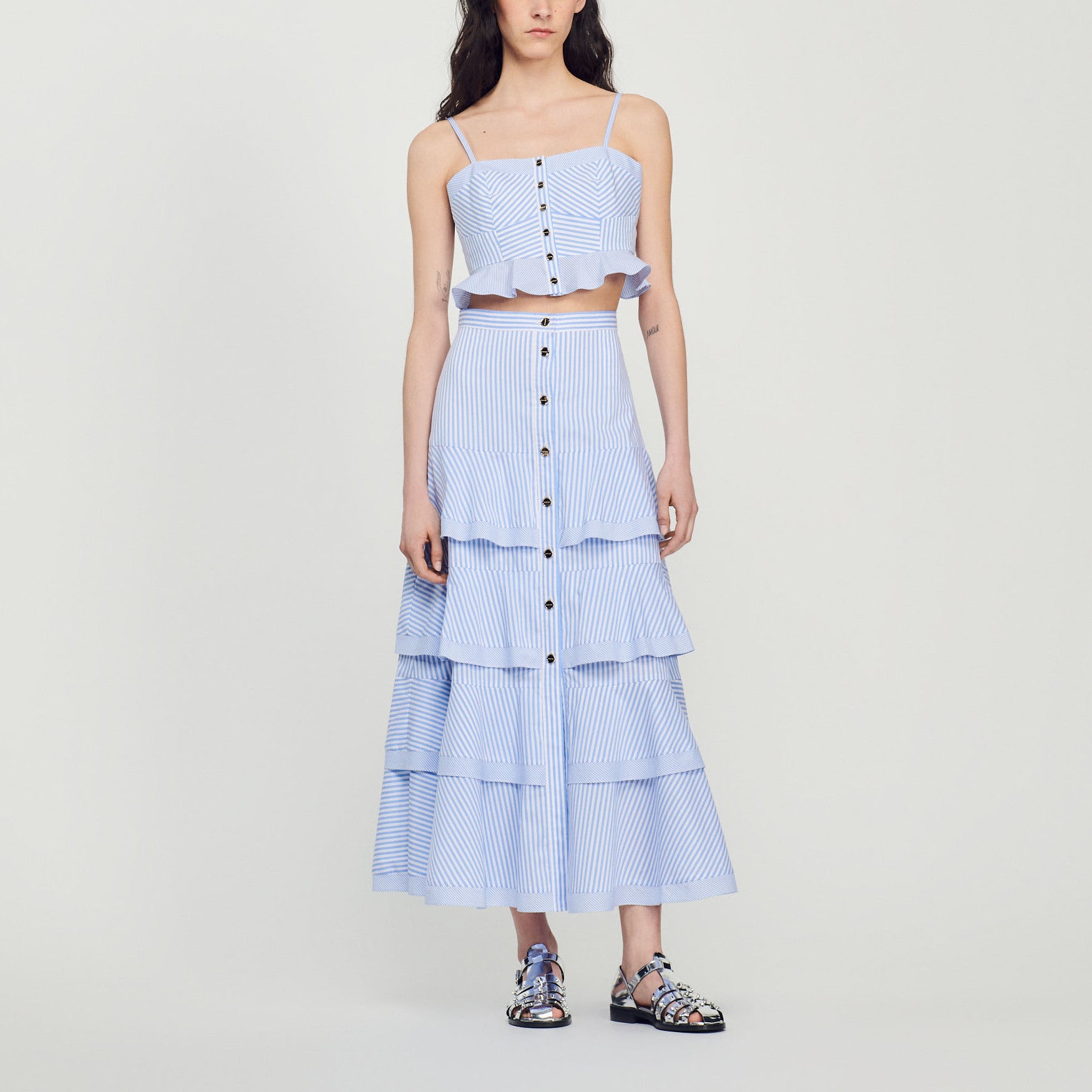 Jupe longue à rayures Sandro seconde main