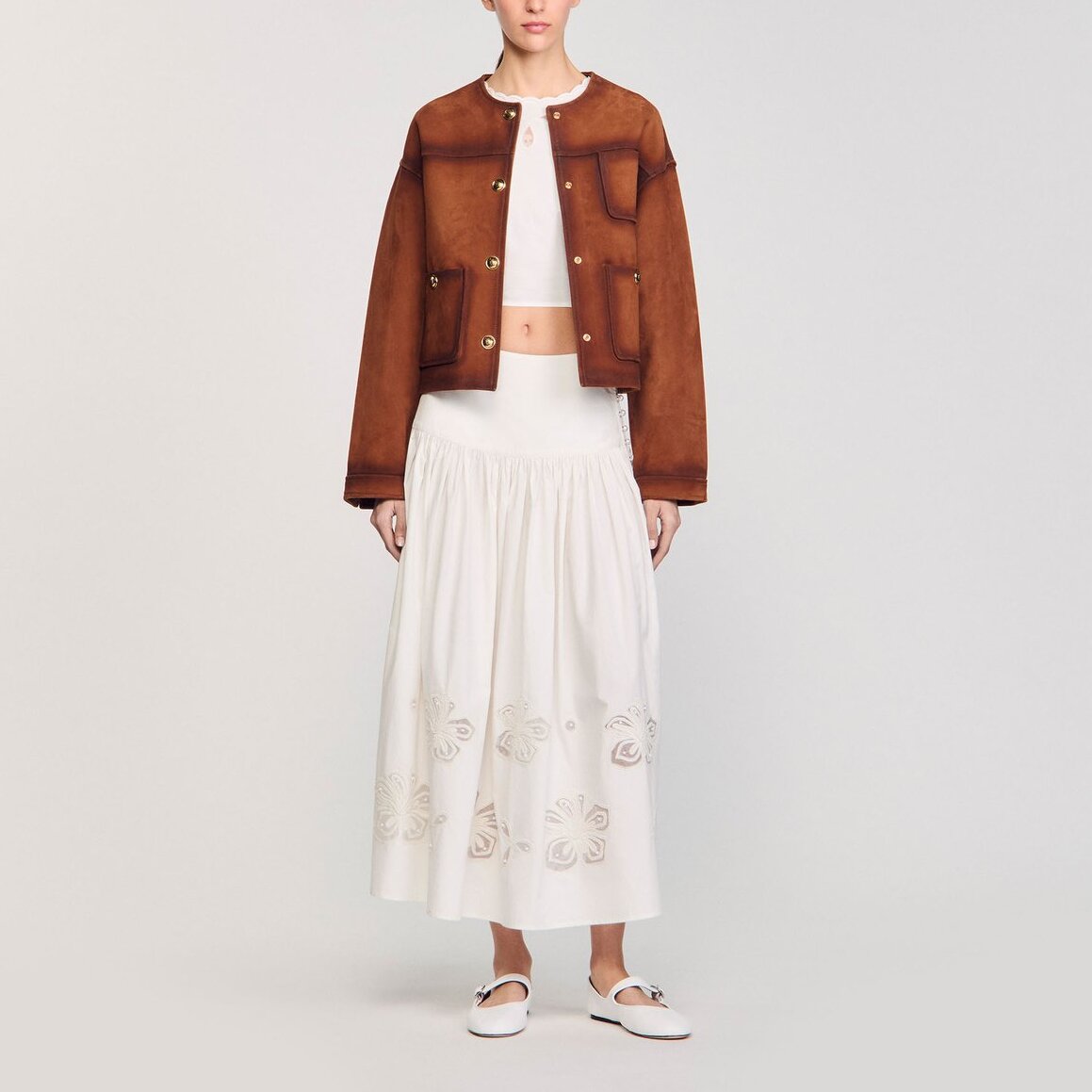 Jupe longue en popeline Sandro seconde main