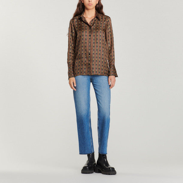 Chemise fluide à  imprimé fleurs rayures Sandro seconde main