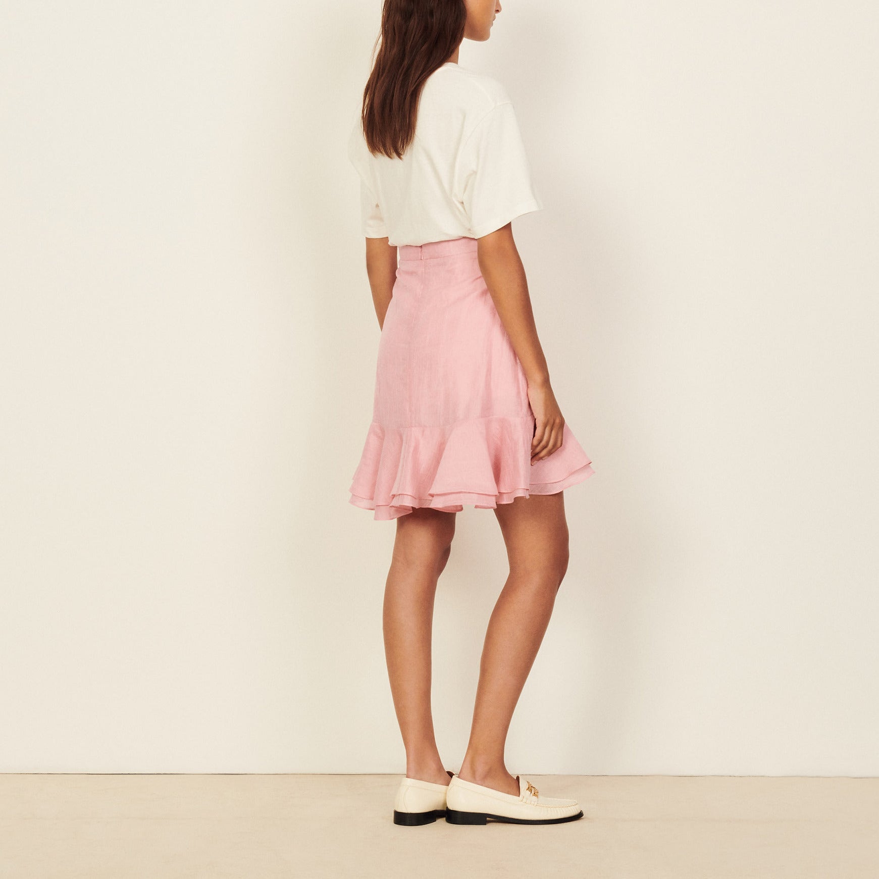 Jupe courte et asymétrique à volants Sandro seconde main