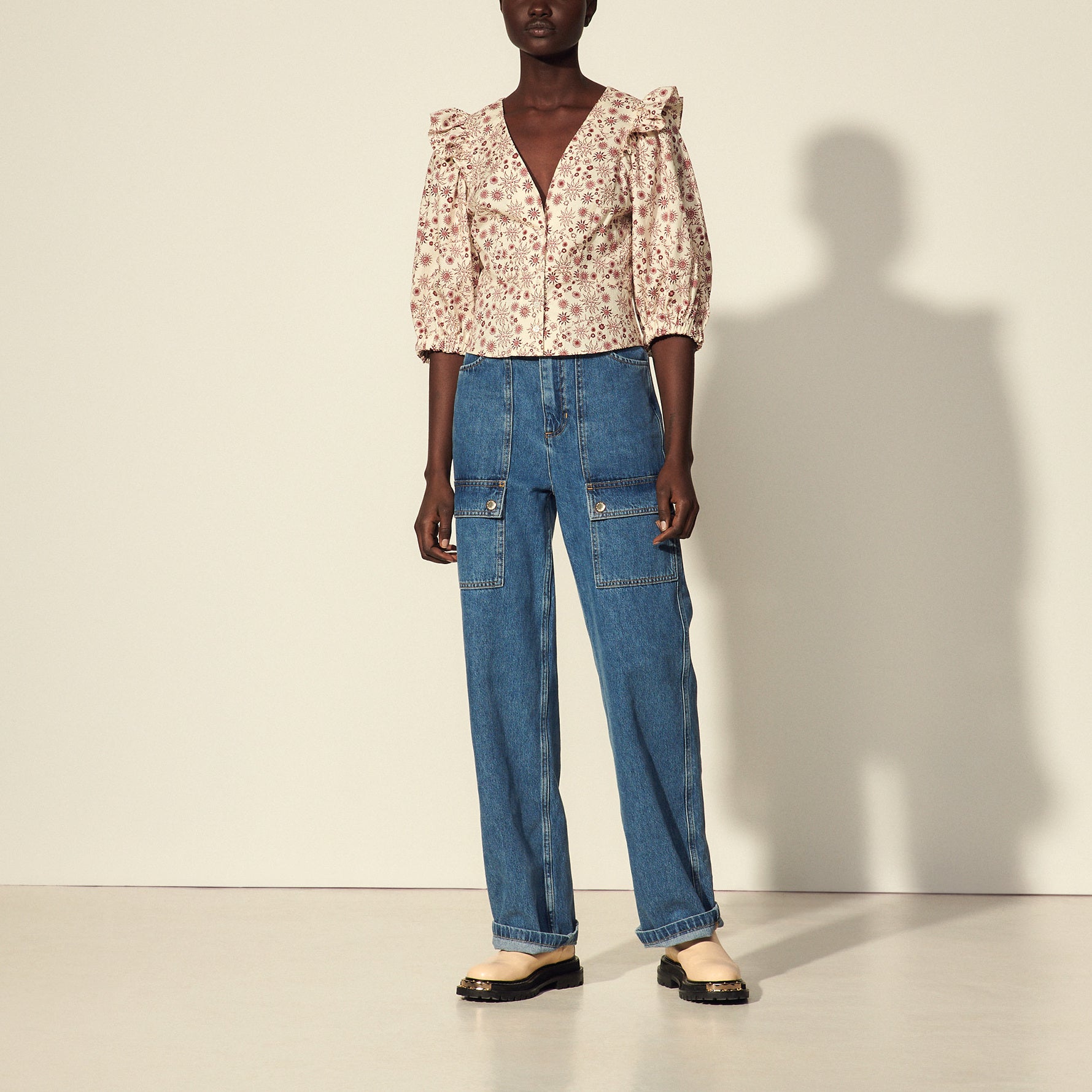 Chemise courte imprimée Sandro seconde main