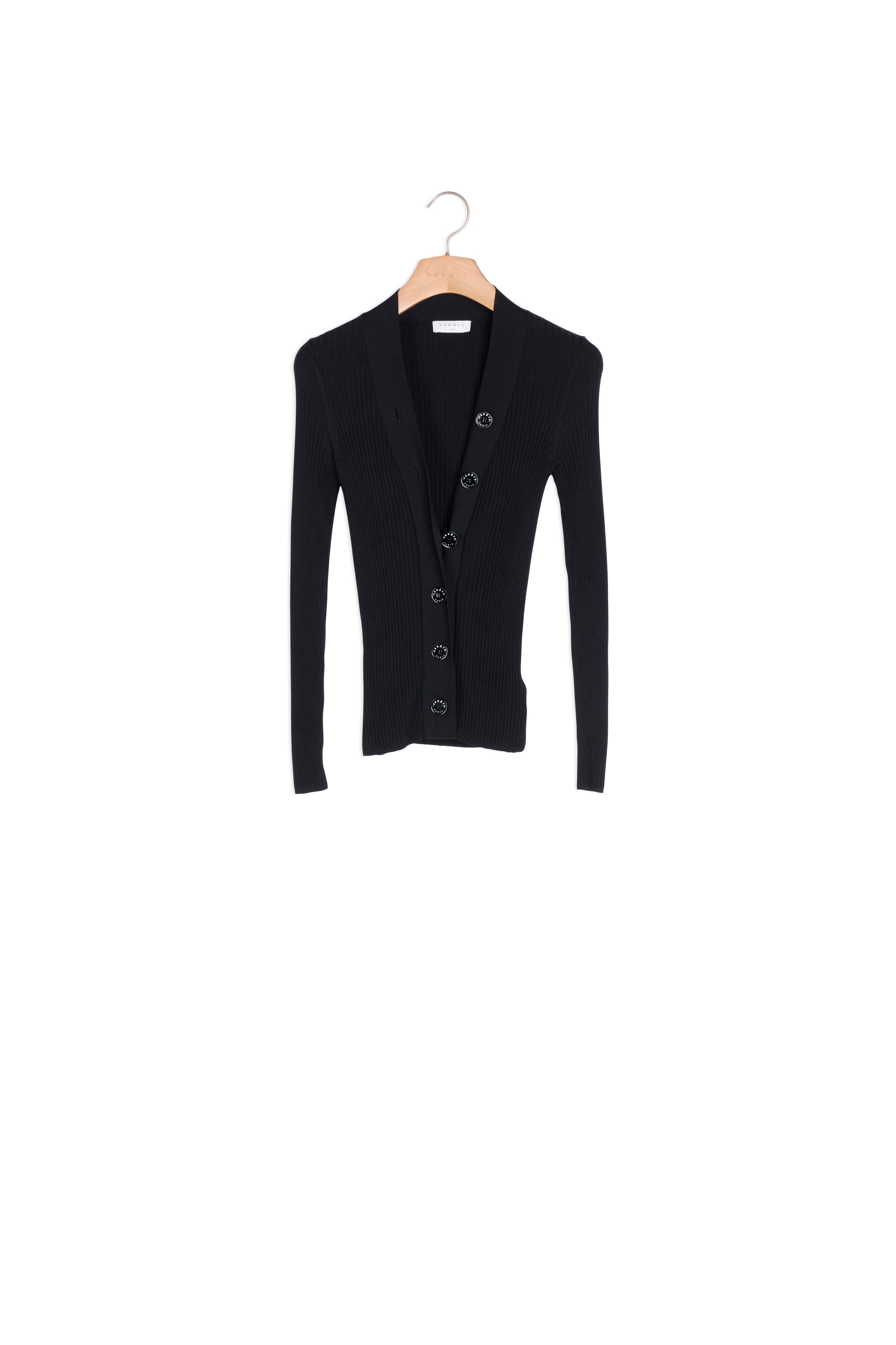 Cardigan boutonné en maille côtelée Sandro seconde main