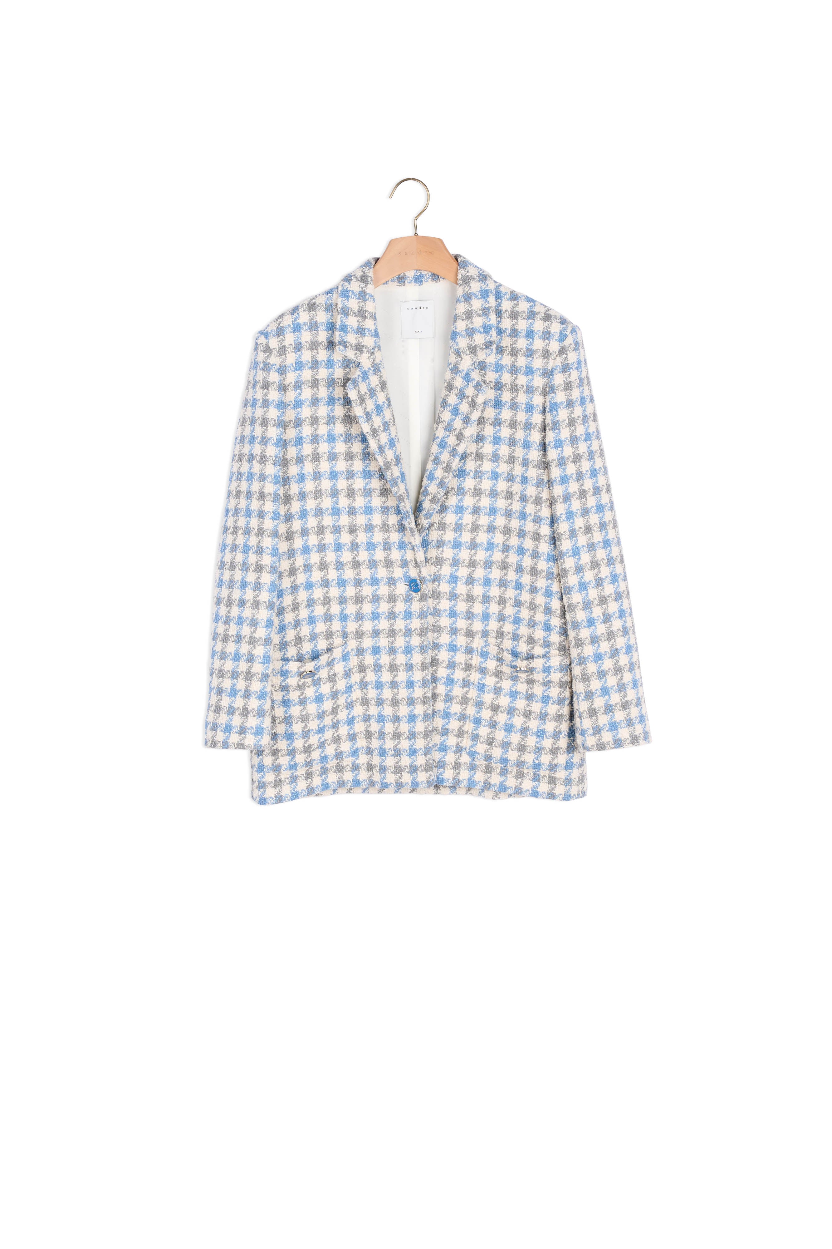 Veste tailleur en tweed pied de coq Sandro seconde main