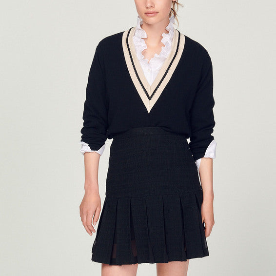 Jupe en tweed à plis Sandro seconde main