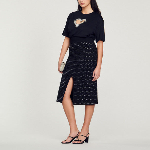 Jupe midi fendue strassée Sandro seconde main