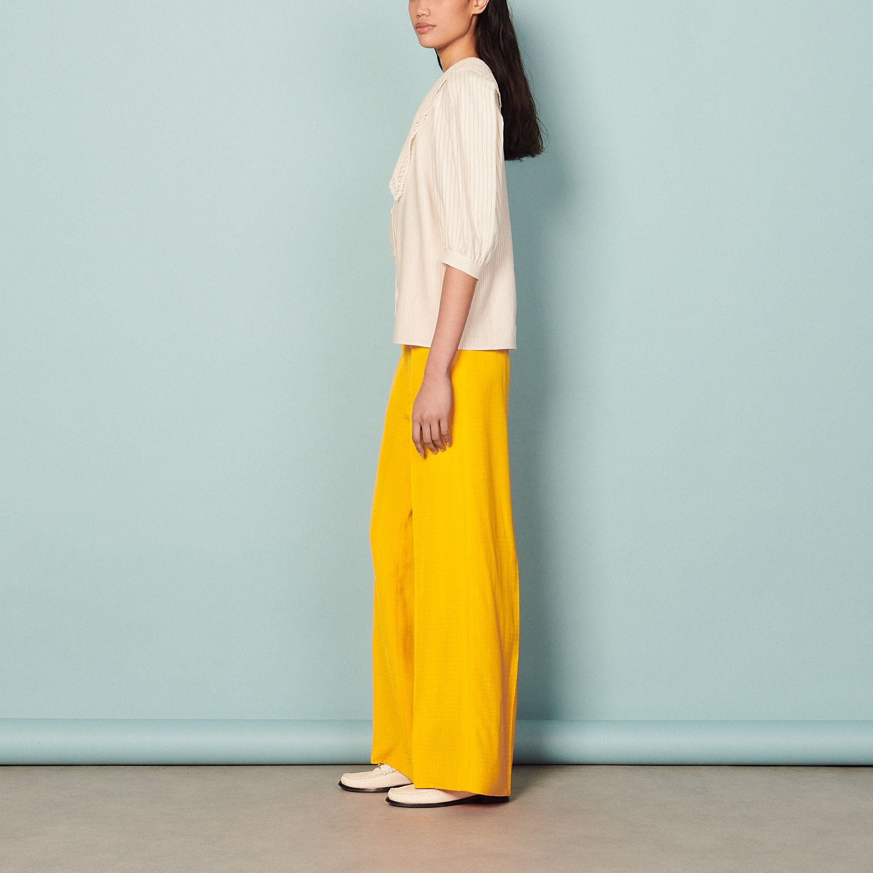 Chemise en lin rayée Sandro seconde main