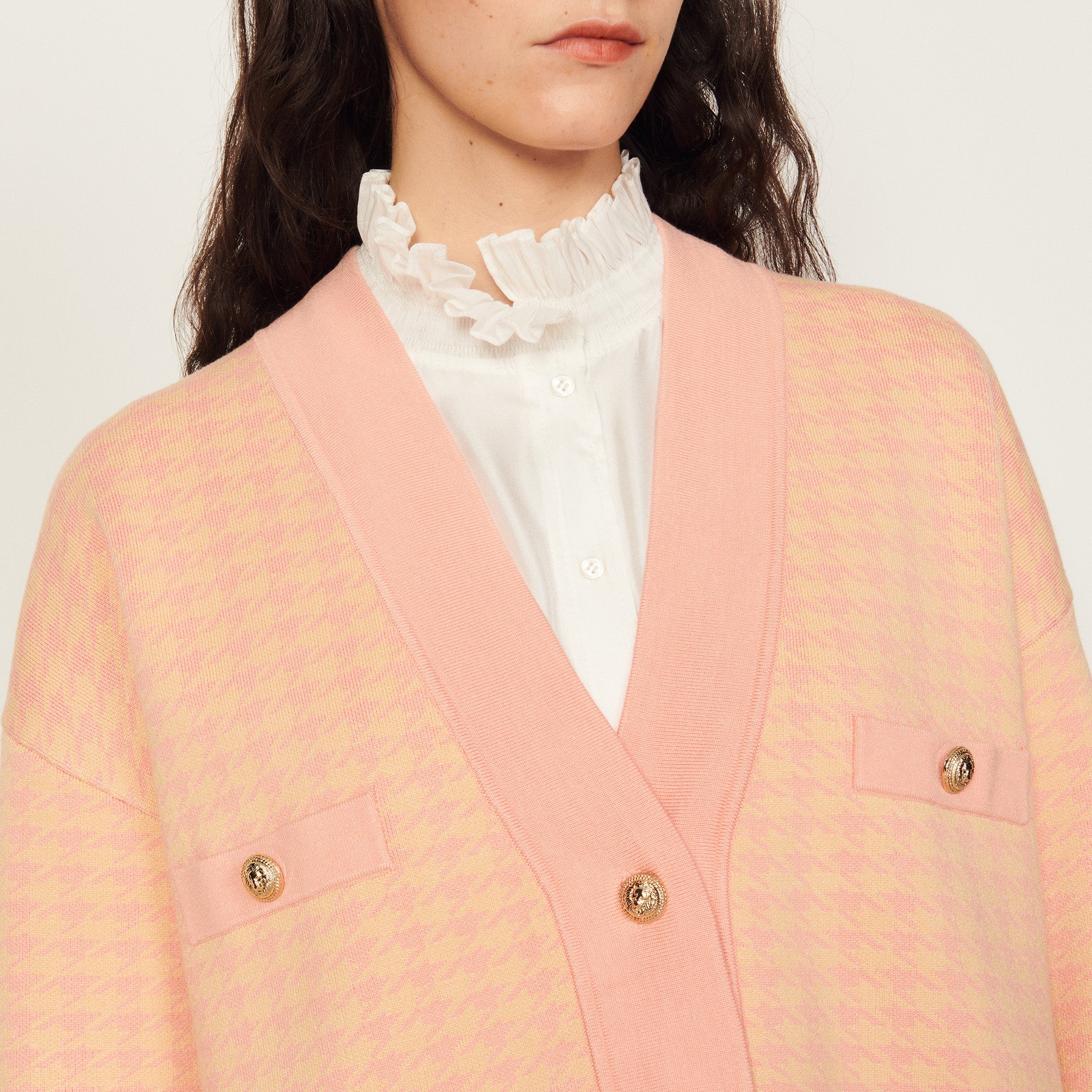 Cardi-coat à motifs pied de coq Sandro seconde main