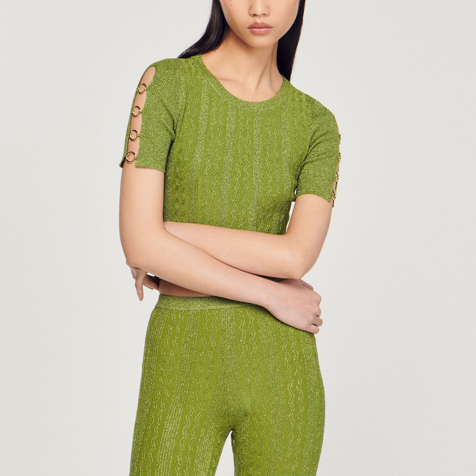 Pull court en Maille métallisée Sandro seconde main