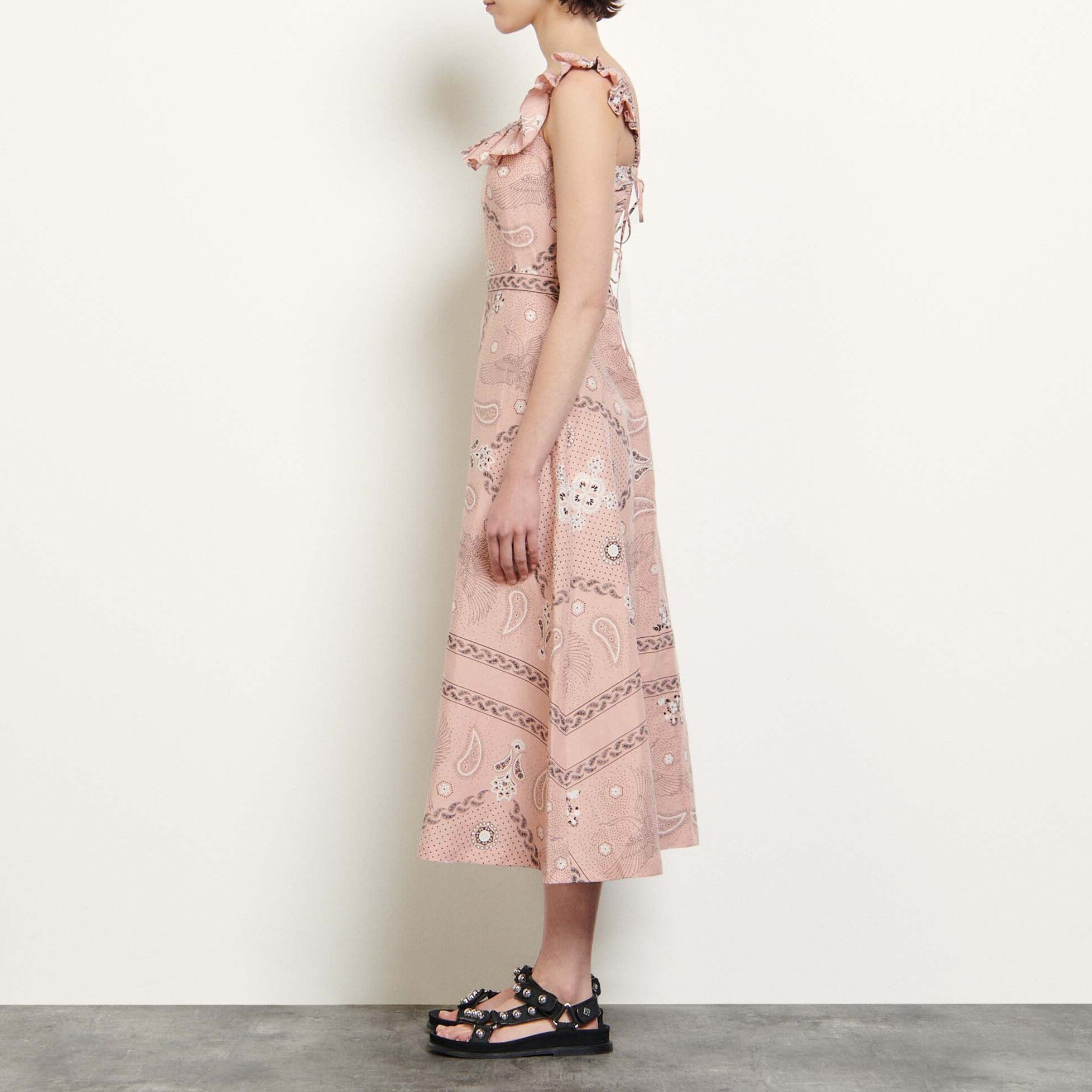 Robe longue imprimée à encolure carrée Sandro seconde main