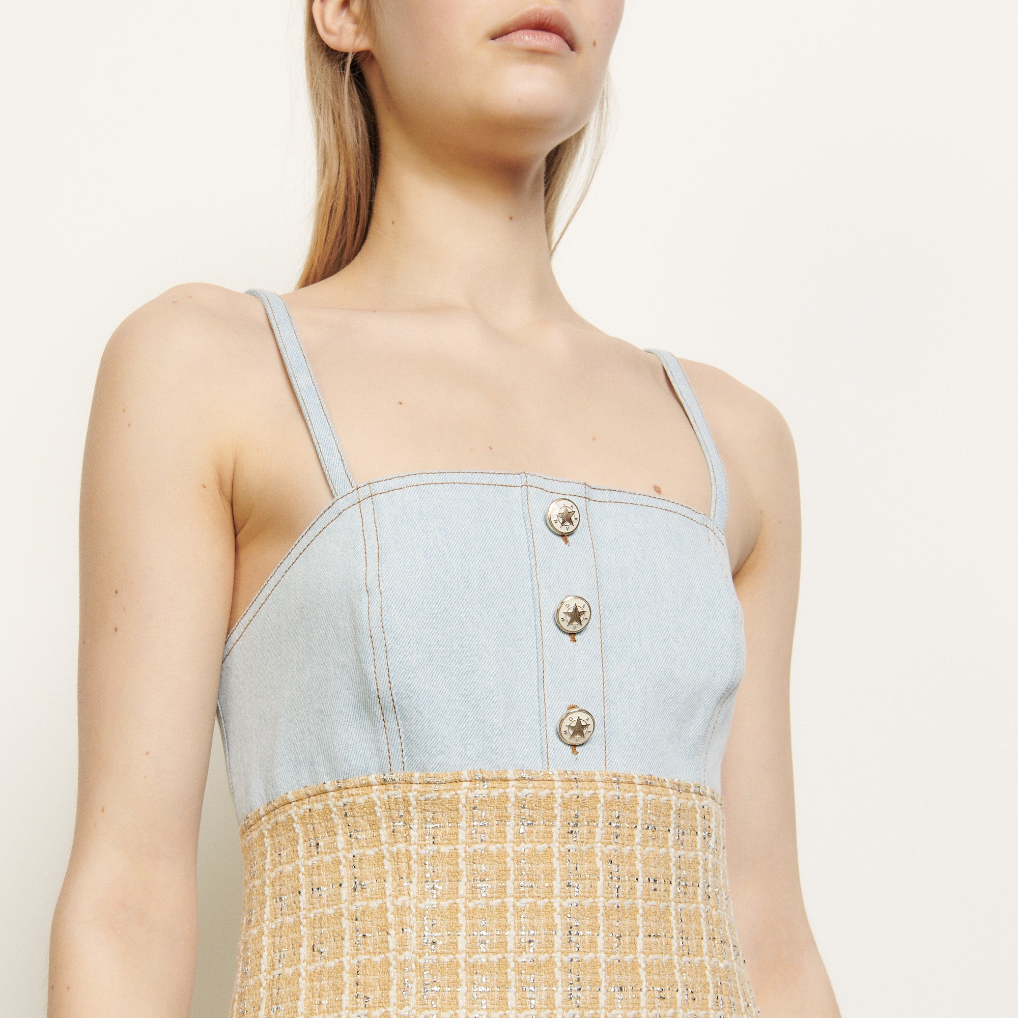 Robe à bretelles en tweed Sandro seconde main