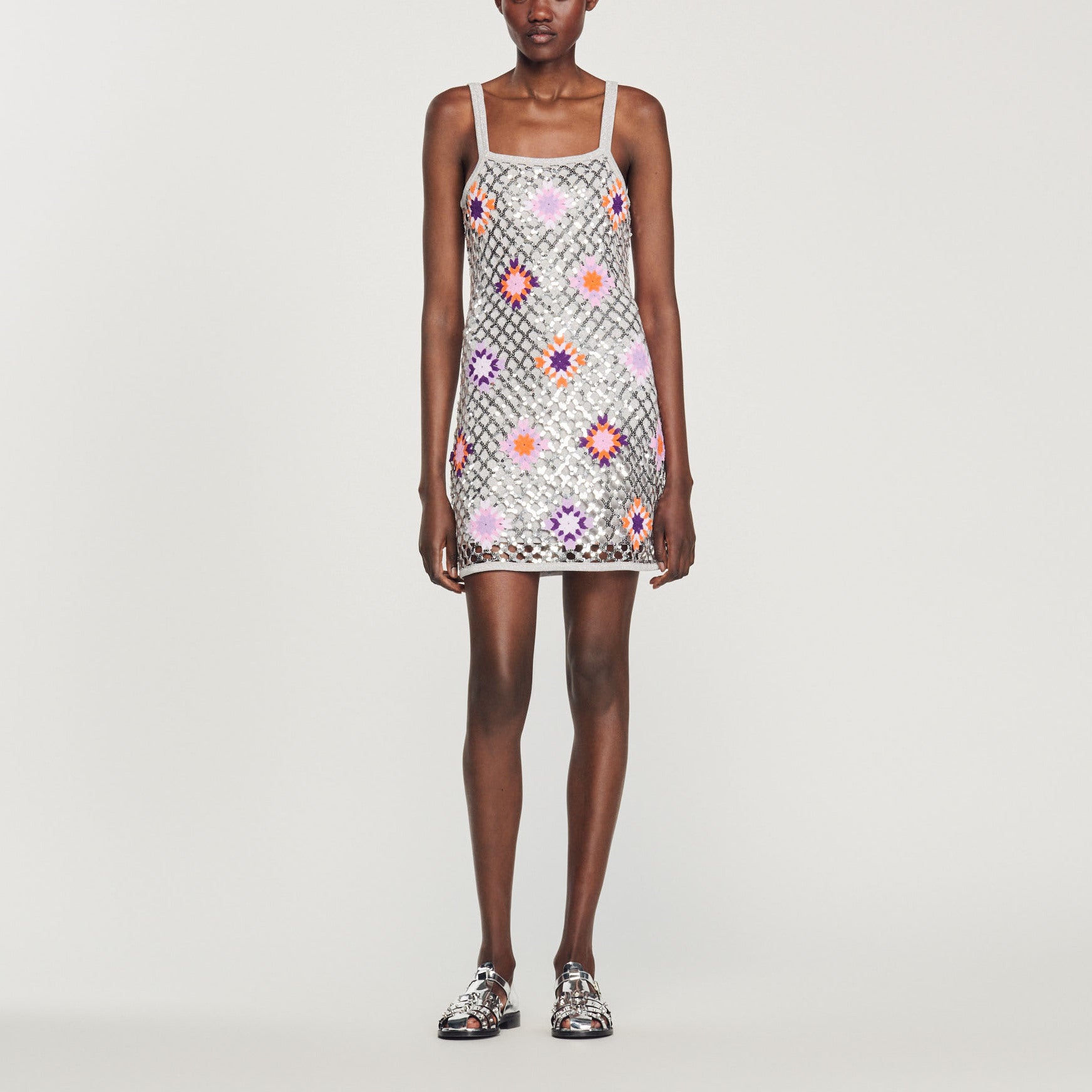Robe courte crochet et sequins Sandro seconde main