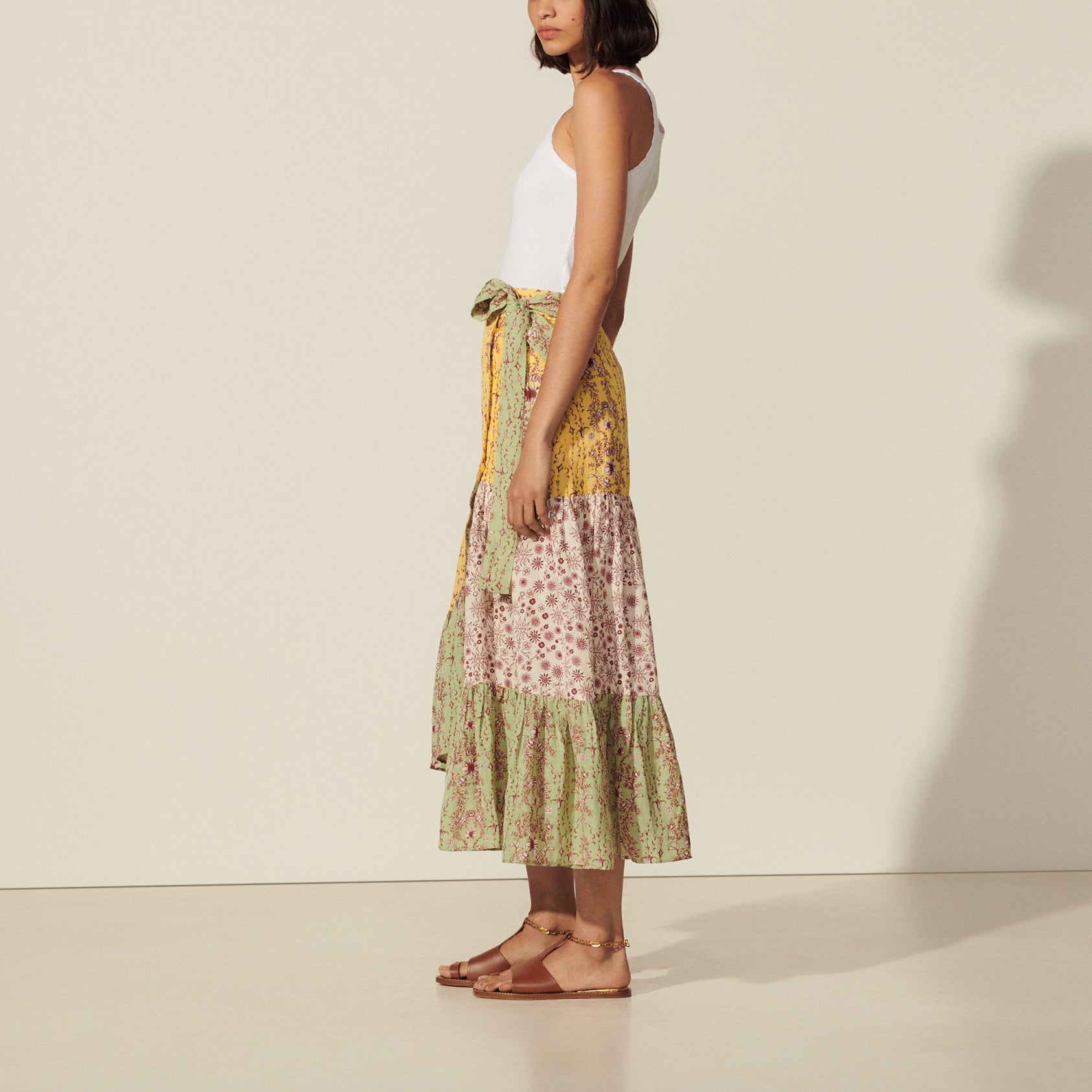 Jupe longue asymétrique imprimée Sandro seconde main