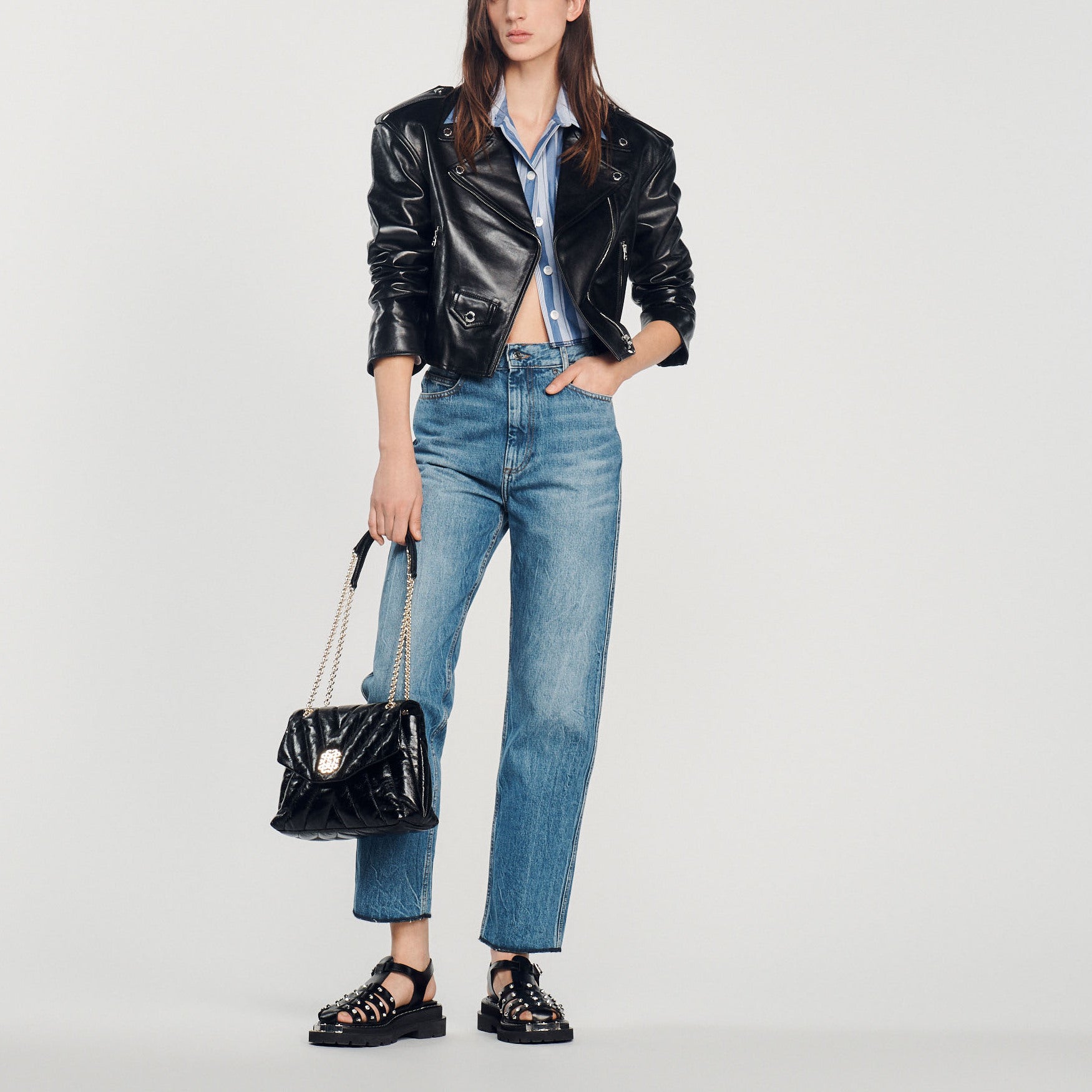 Blouson en cuir Sandro seconde main