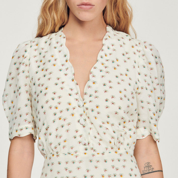 Robe à manches courtes imprimé Fleurs Sandro seconde main