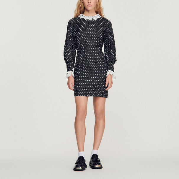 Robe courte fluide à imprimé pois Sandro seconde main