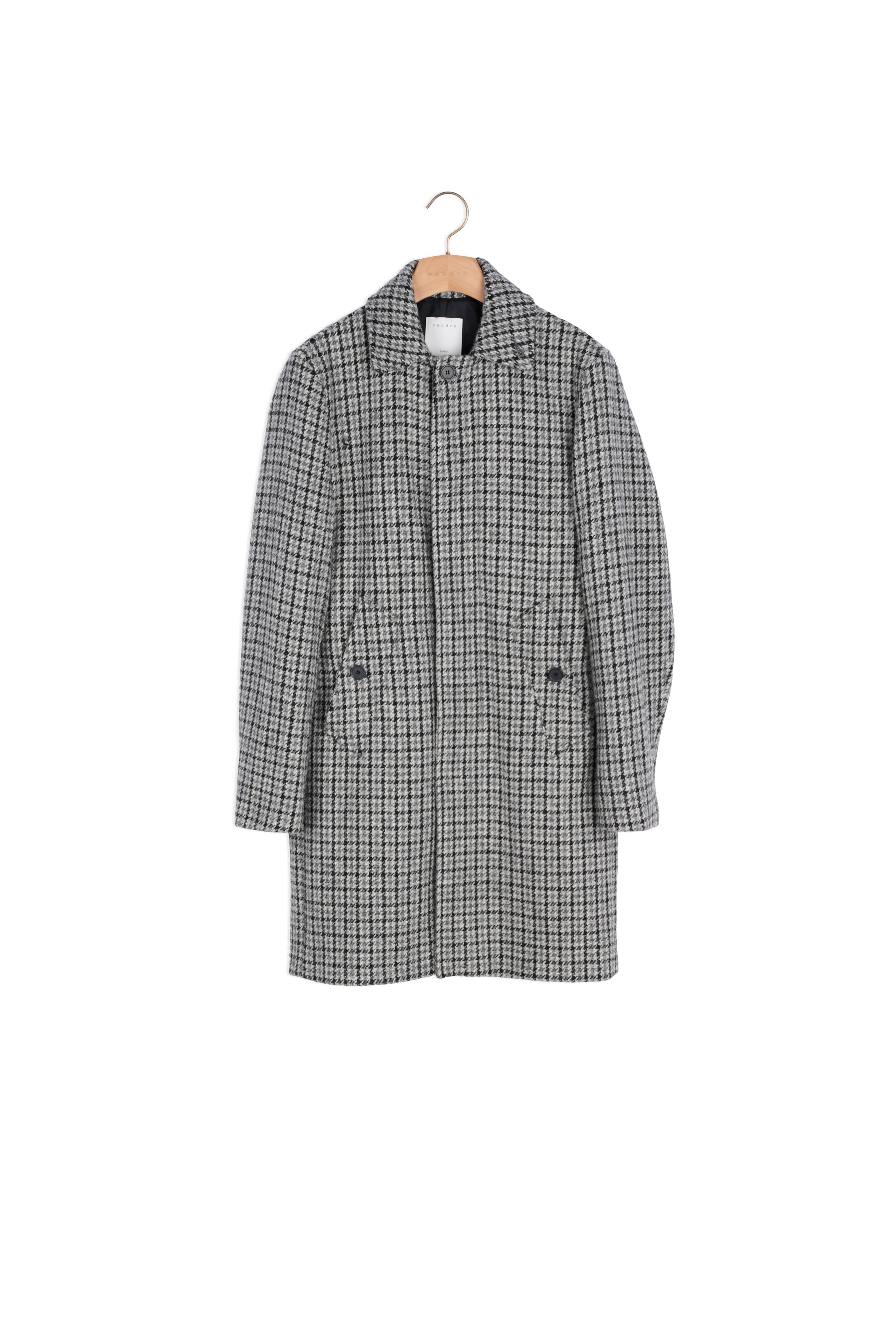 Manteau à carreaux en laine Sandro seconde main