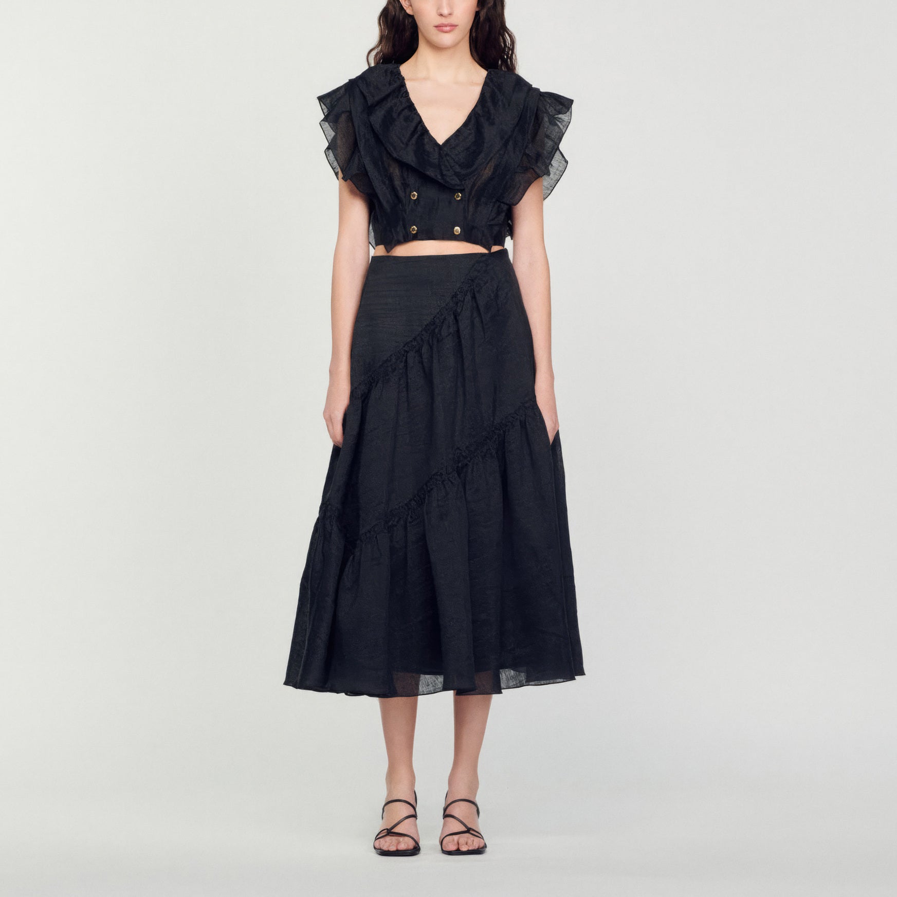 Jupe longue à volants Sandro seconde main