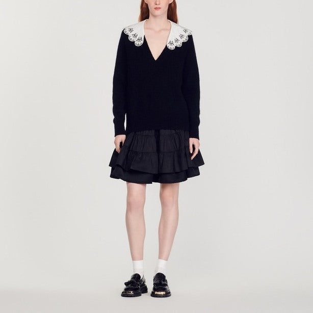 Pull avec col en popeline Sandro seconde main