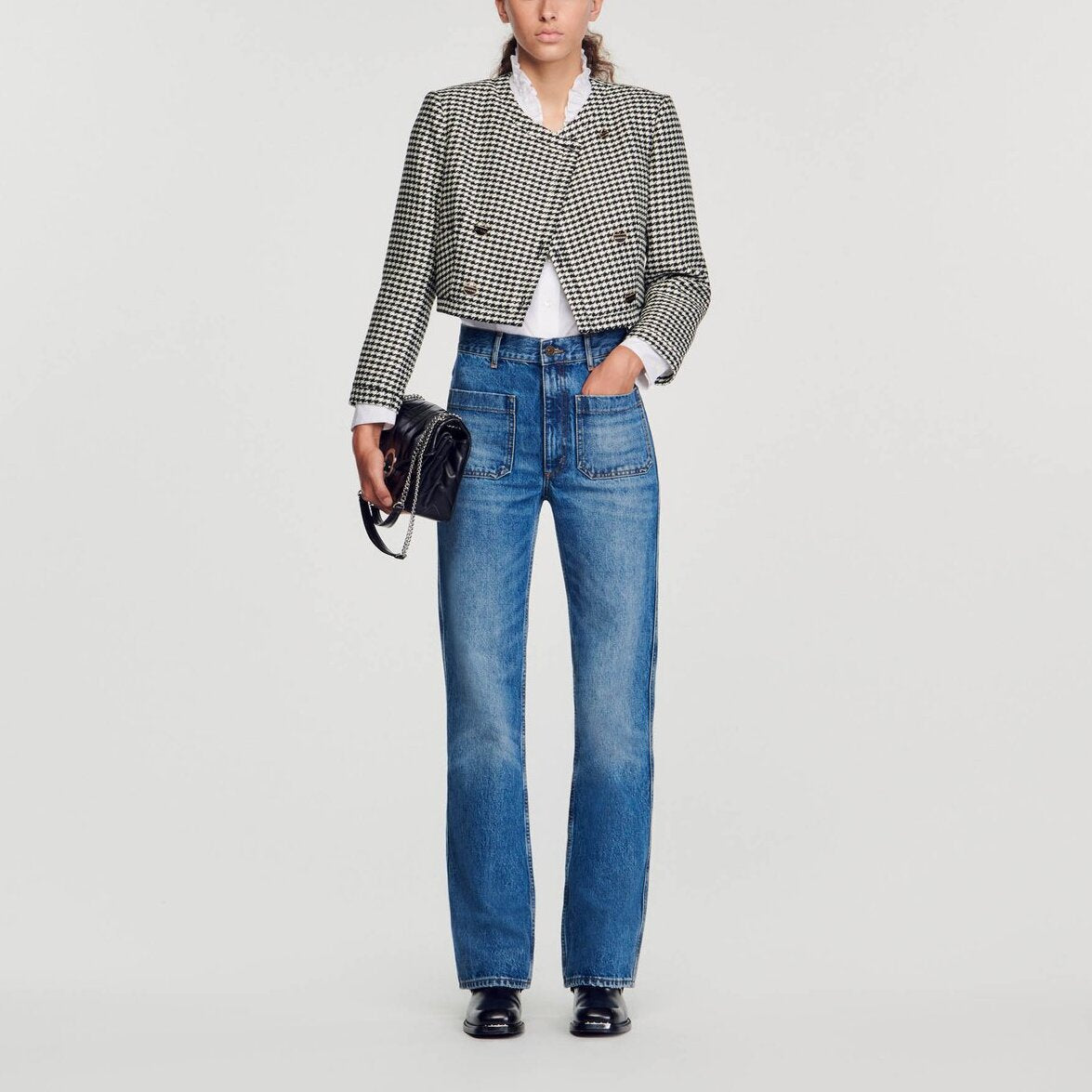 Veste courte pied de poule Sandro seconde main