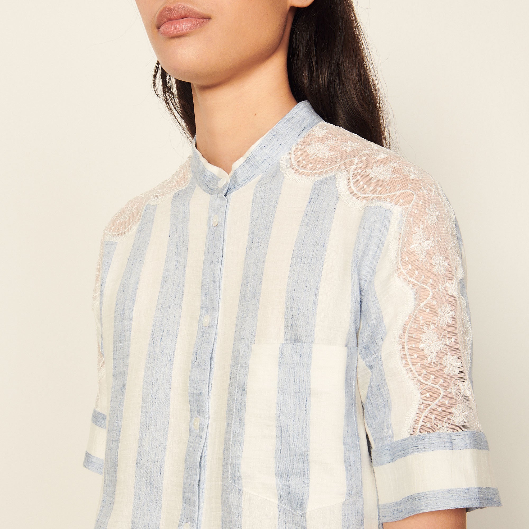 Chemise rayée en lin Sandro seconde main