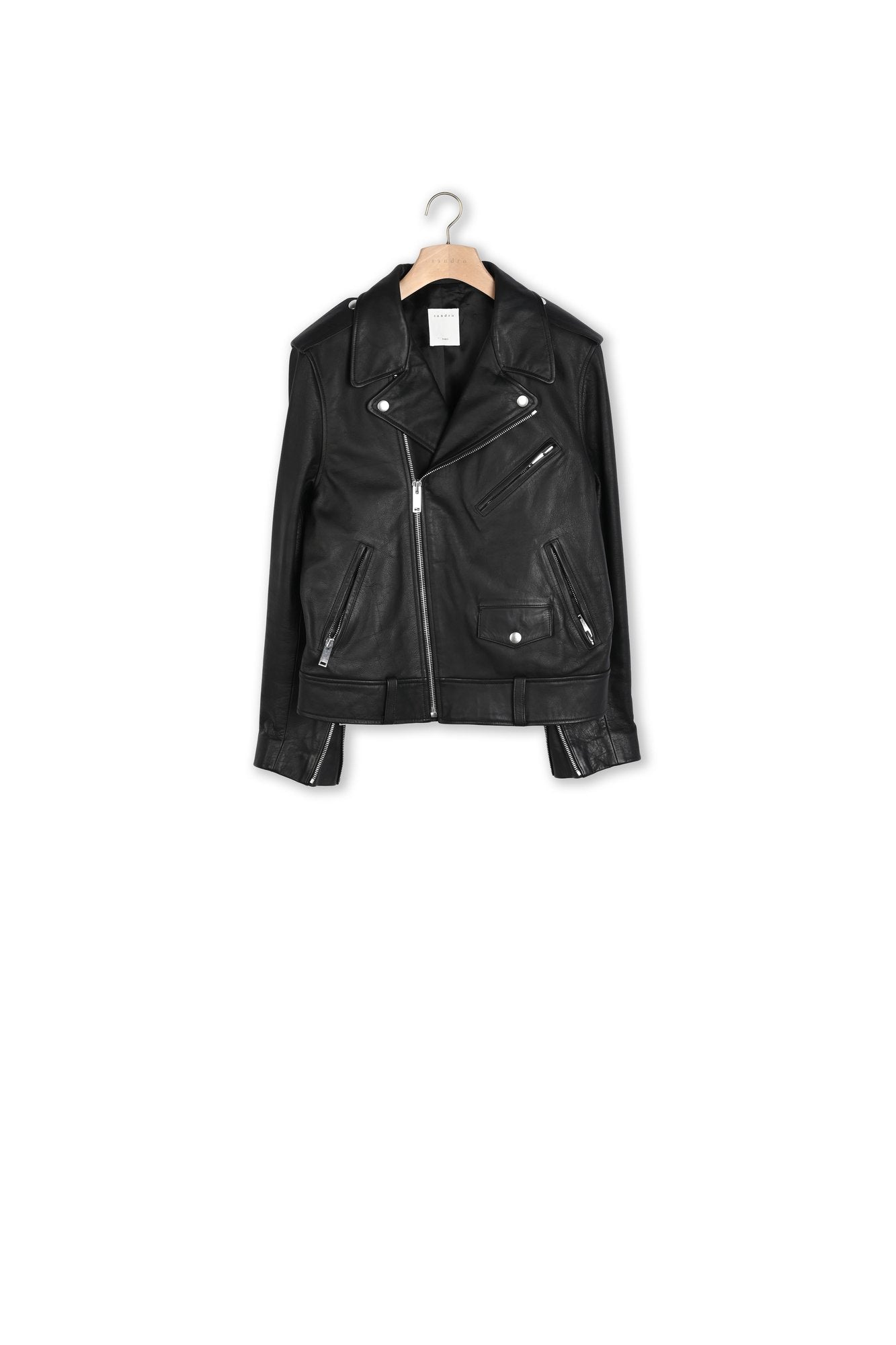 Blouson biker en cuir Sandro seconde main