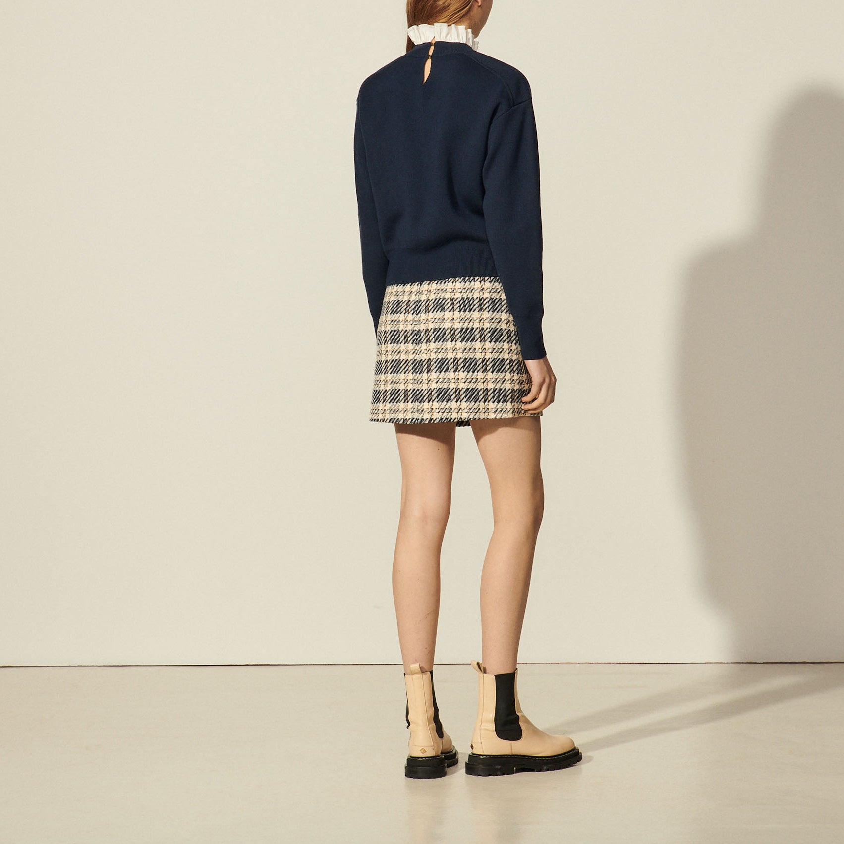 Pull à col volanté contrasté Sandro seconde main