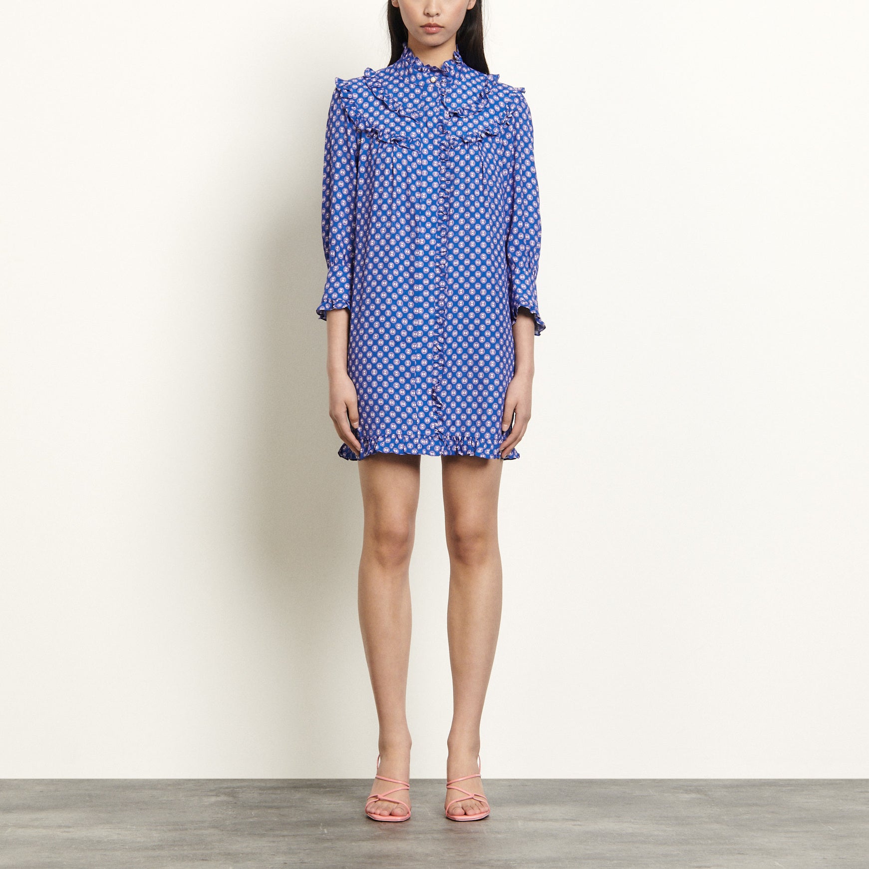 Robe courte imprimée à manches longues Sandro seconde main