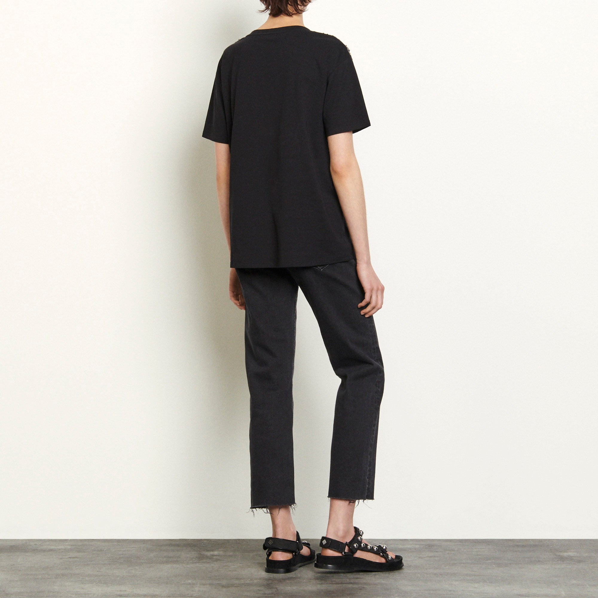 T-shirt à broderies strass et perles Sandro seconde main