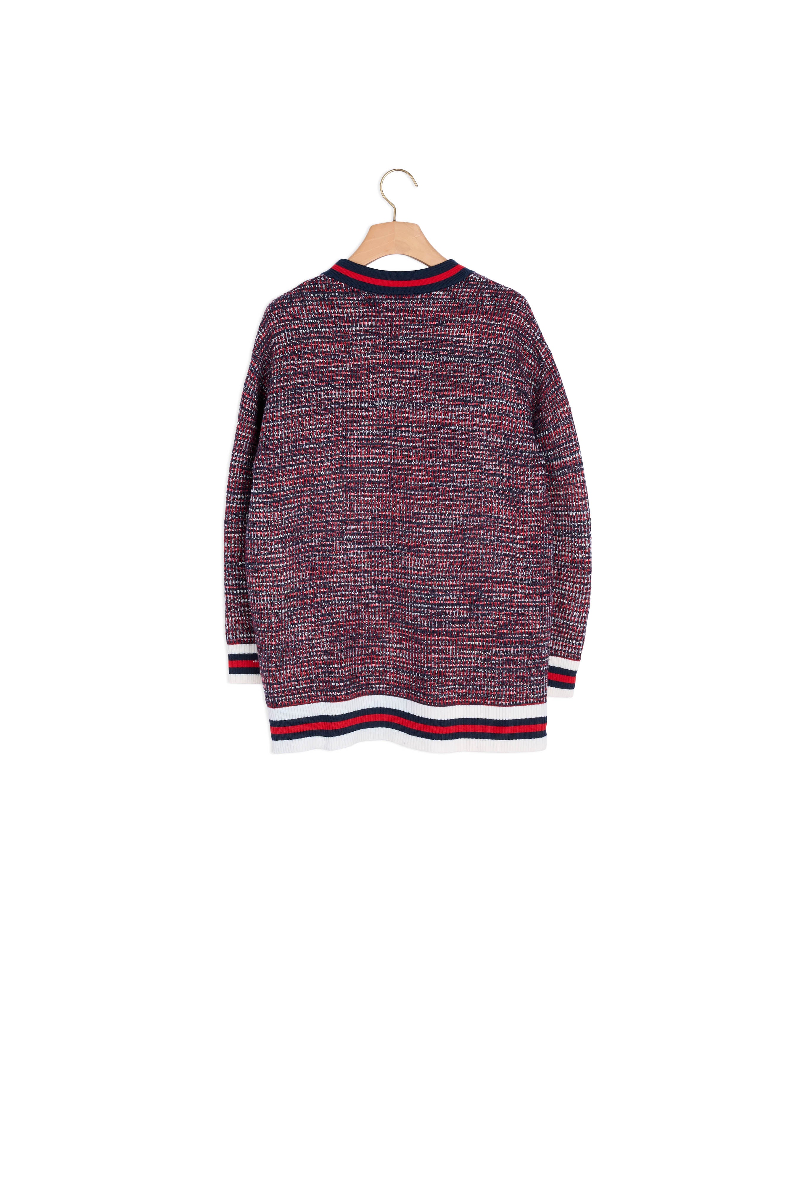 Cardigan effet tweed à galons rayés Sandro seconde main