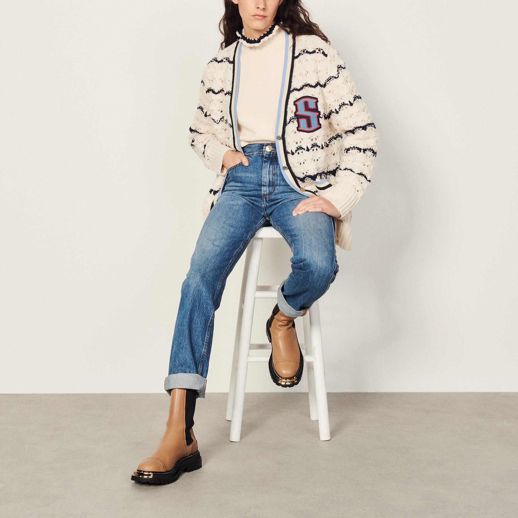 Cardi-coat avec patch Sandro seconde main