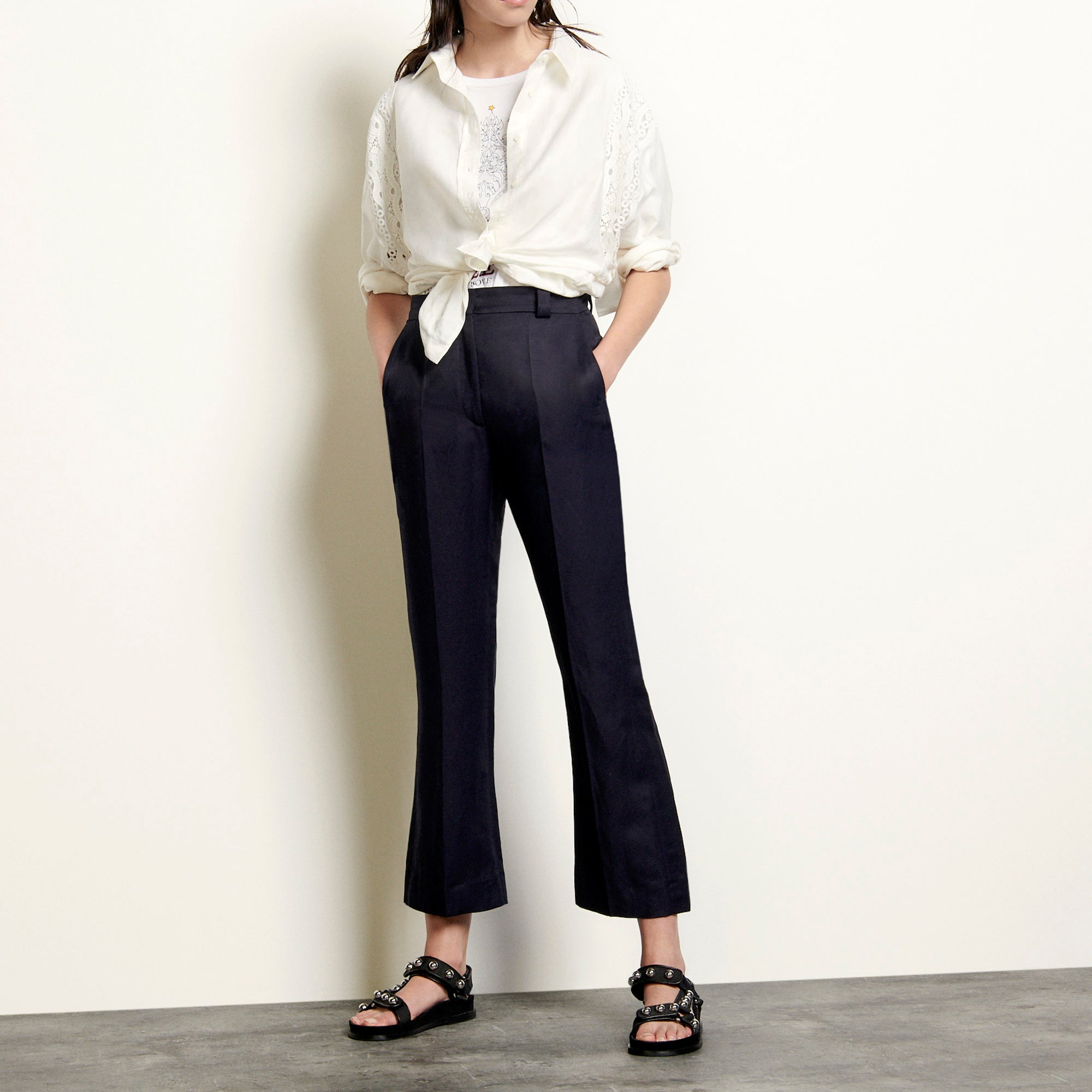 Pantalon droit à plis marqués Sandro seconde main