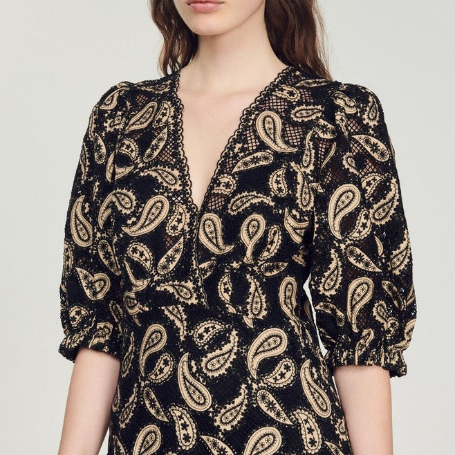 Robe courte en guipure motifs paisley Sandro seconde main