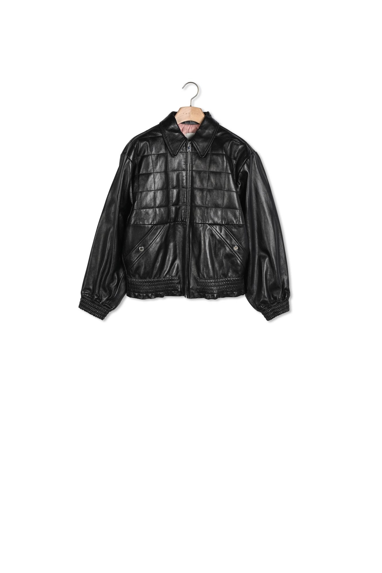 Veste en cuir lisse Sandro seconde main