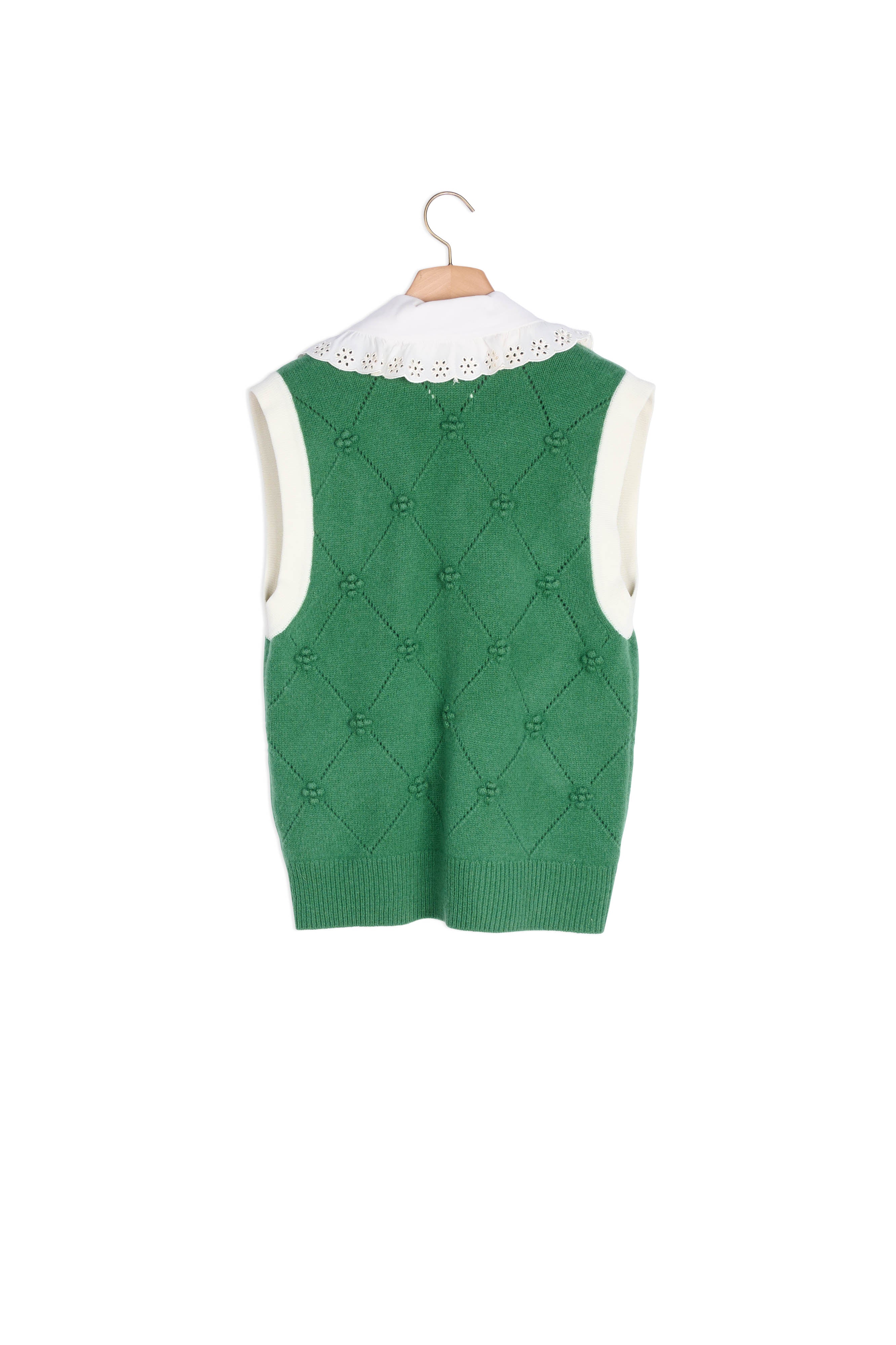 Cardicoat sans manches à col en dentelle Sandro seconde main