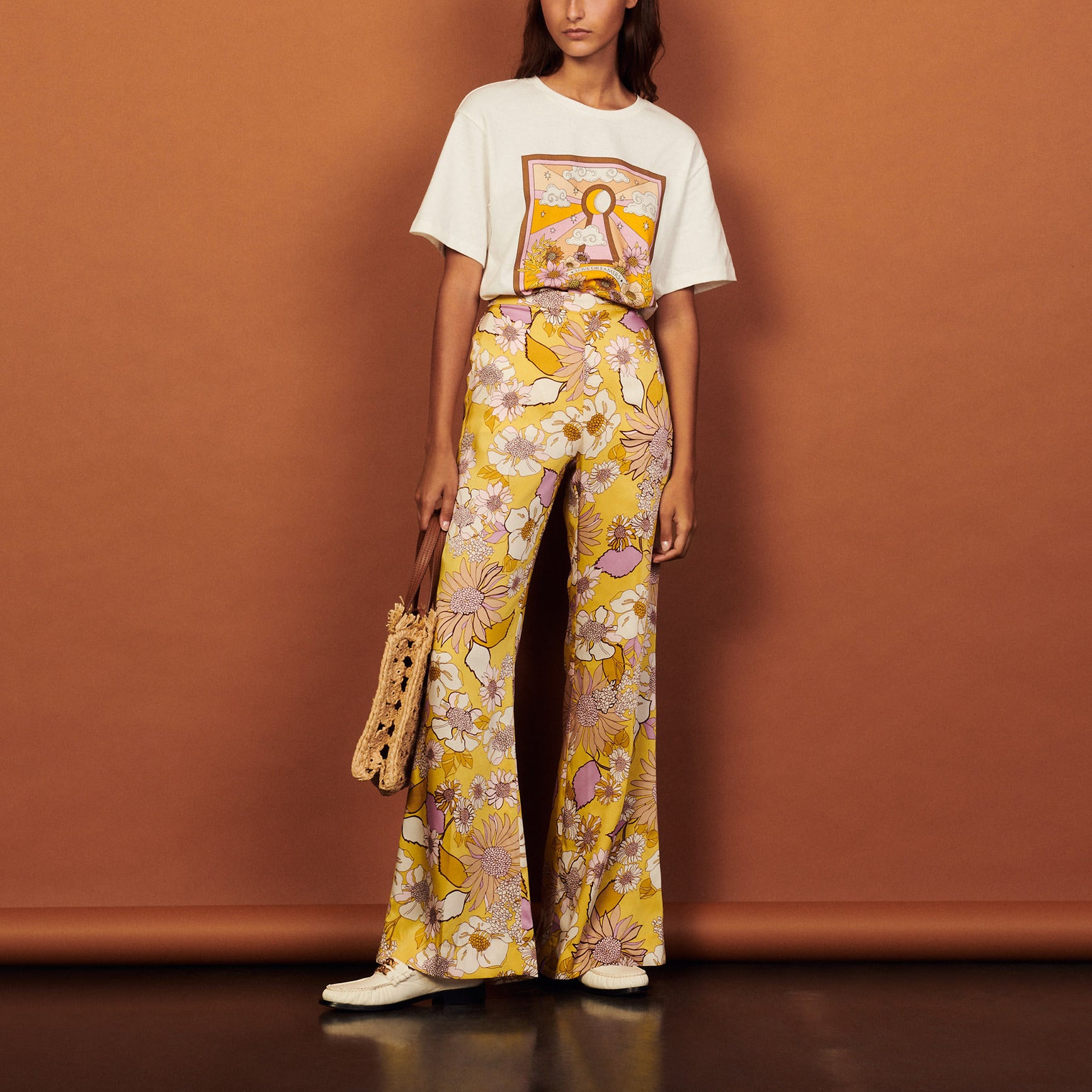 Pantalon fluide imprimé Sandro seconde main