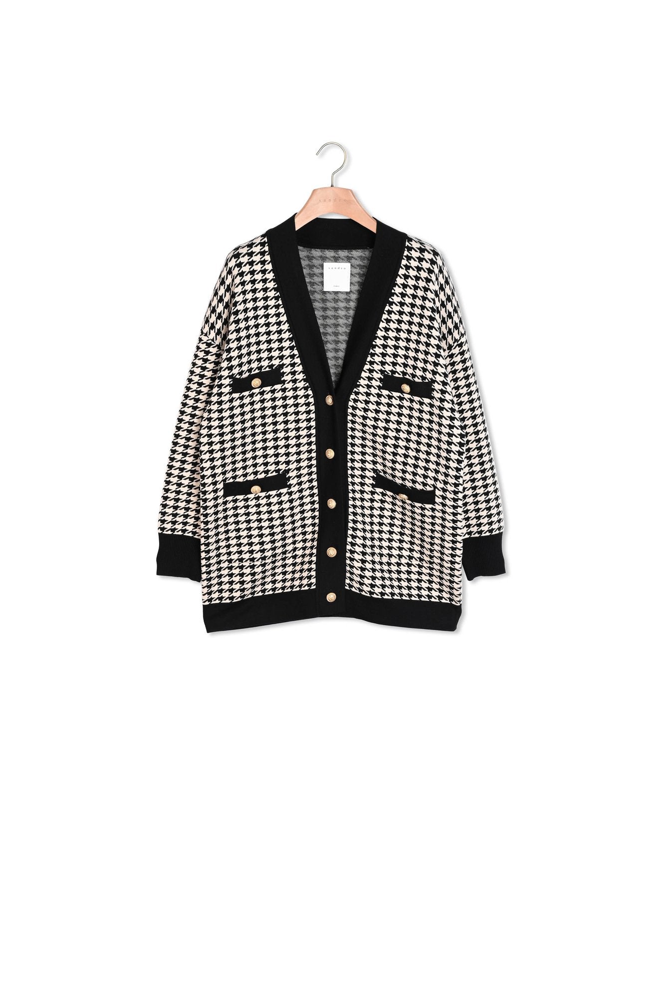 Cardi-coat à motifs pied de coq Sandro seconde main