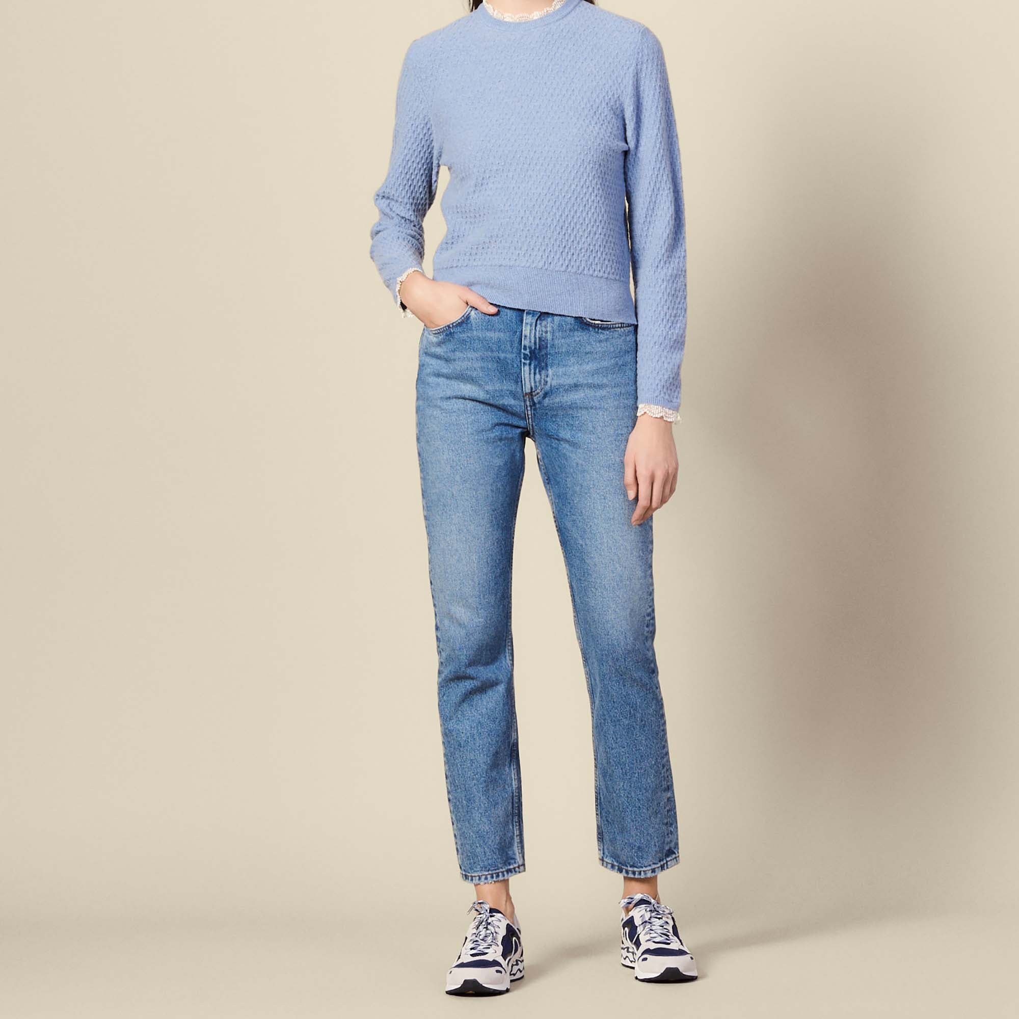 Pull en pointelle bordé de dentelle Sandro seconde main