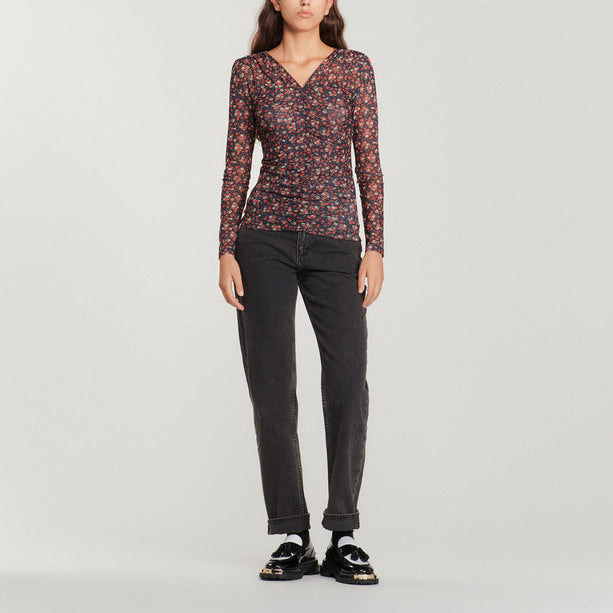 Top en tulle à imprimé fleuri Sandro seconde main