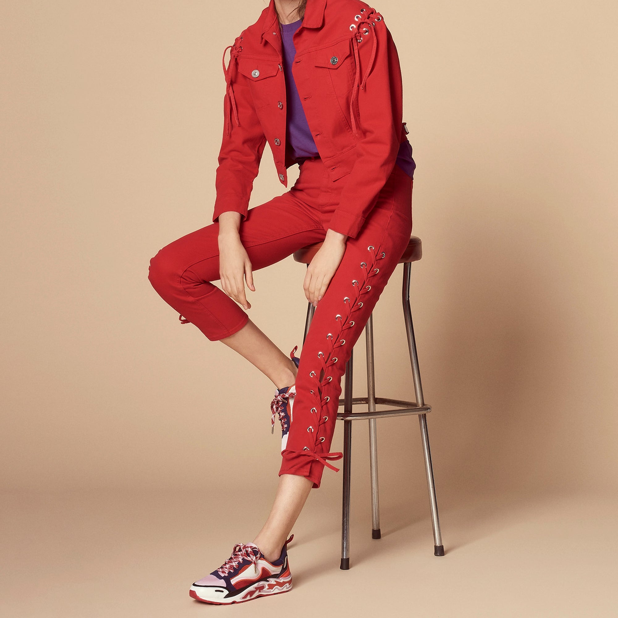 Pantalon en coton avec laçage Sandro seconde main