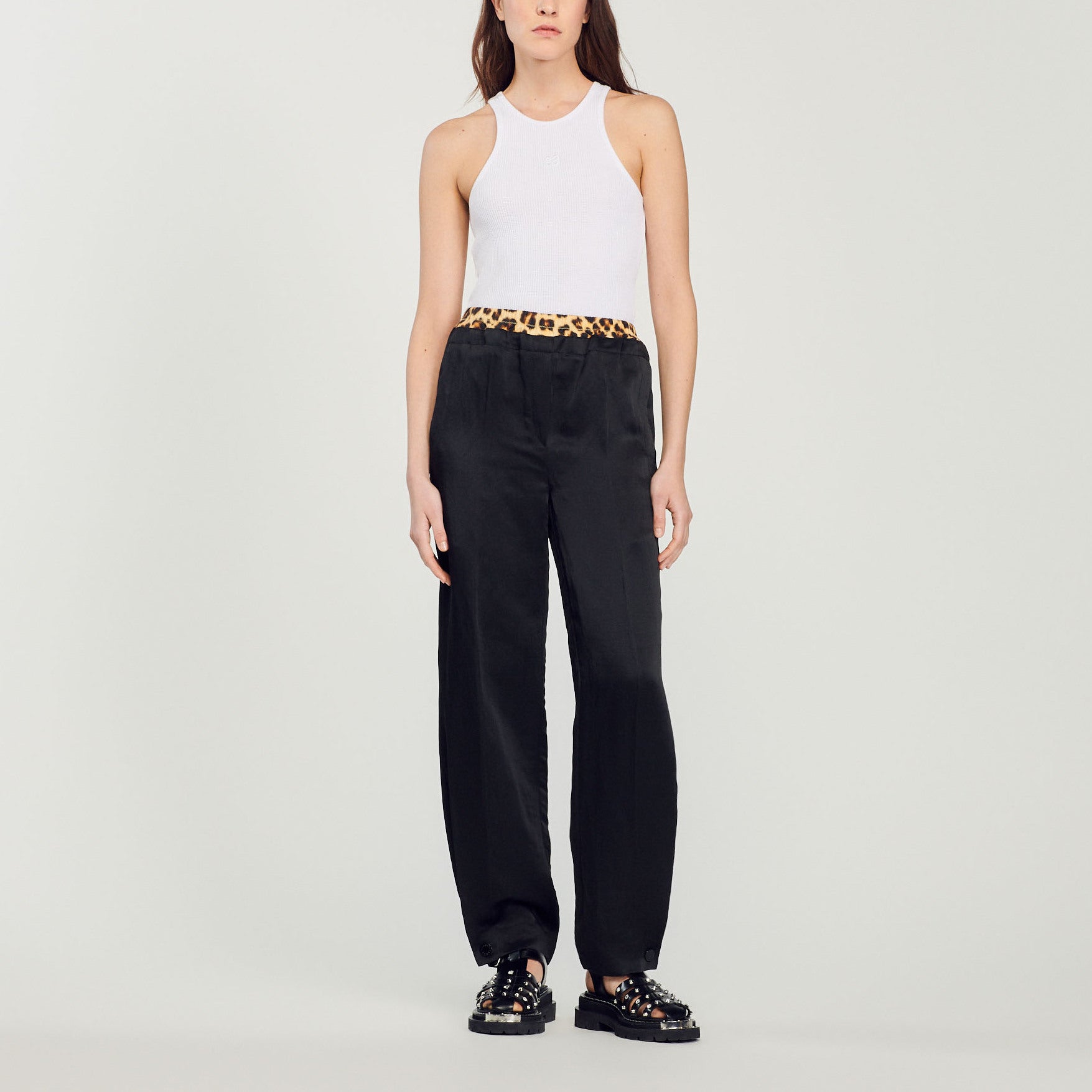 Pantalon à double ceinture léopard Sandro seconde main