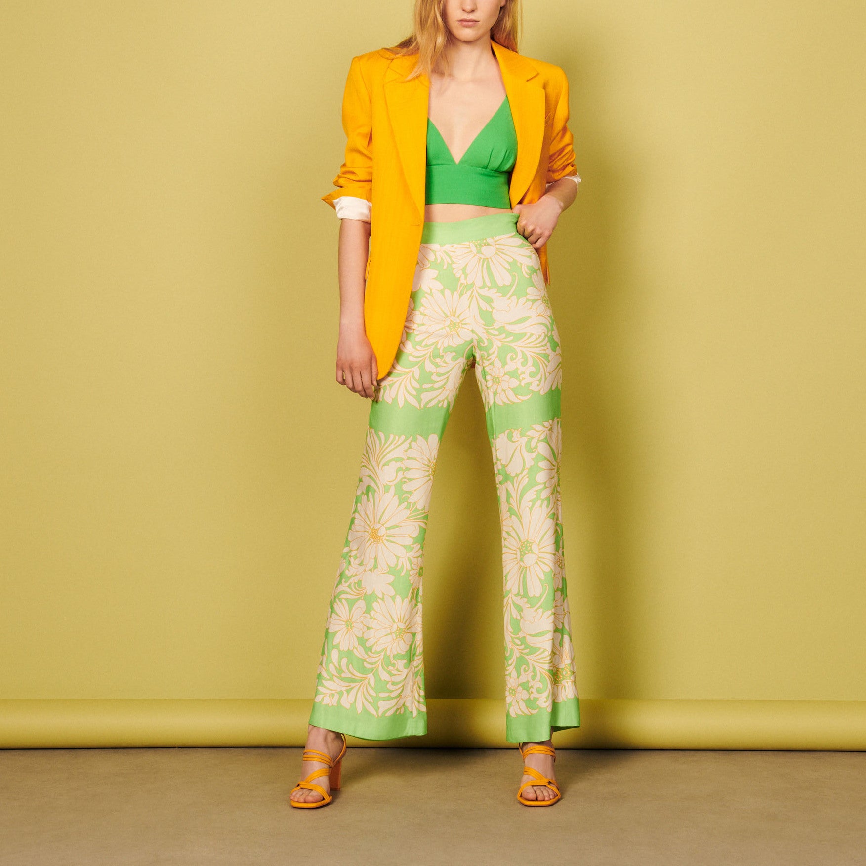 Pantalon fluide imprimé daisy Sandro seconde main