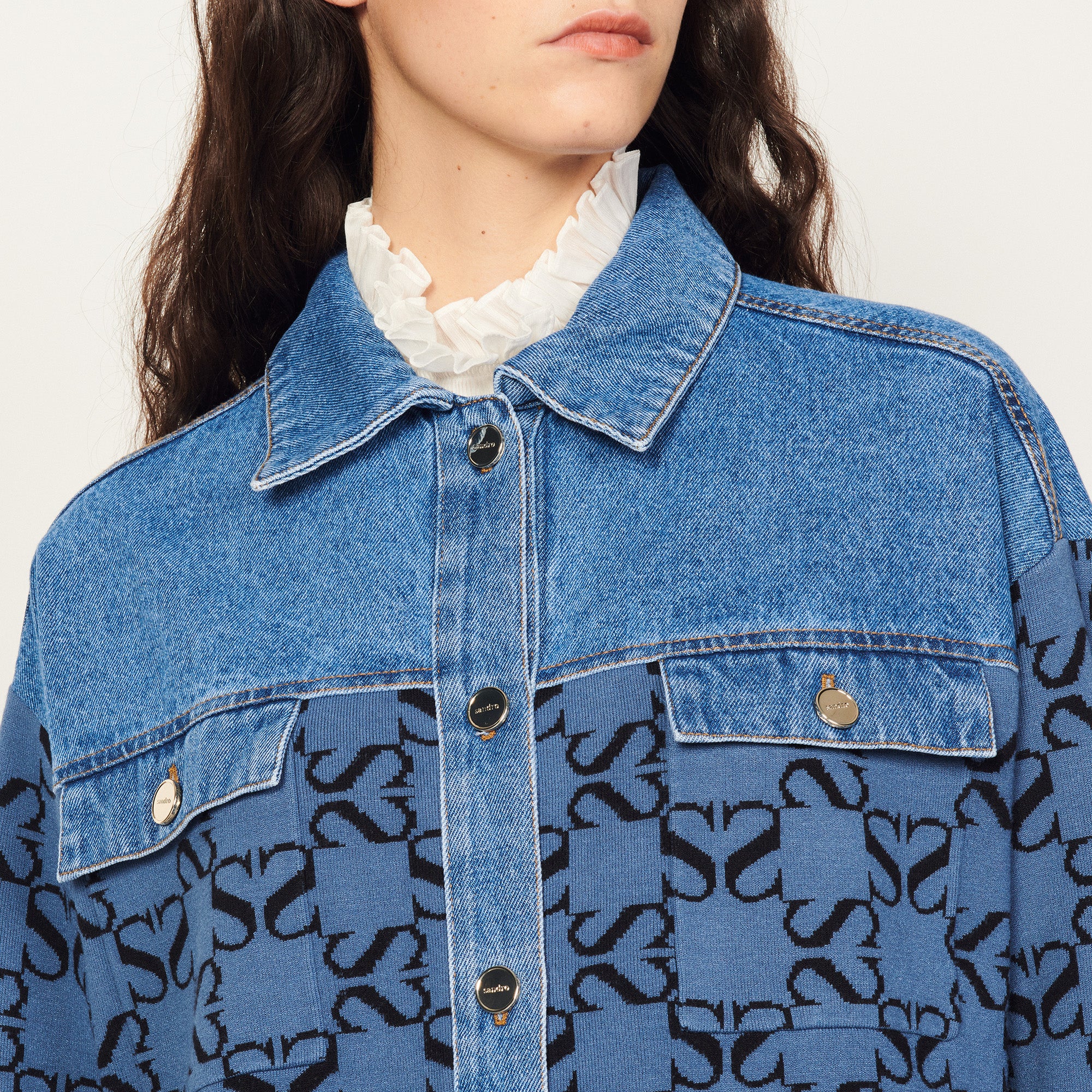 Cardi-coat oversize en mix matières Sandro seconde main