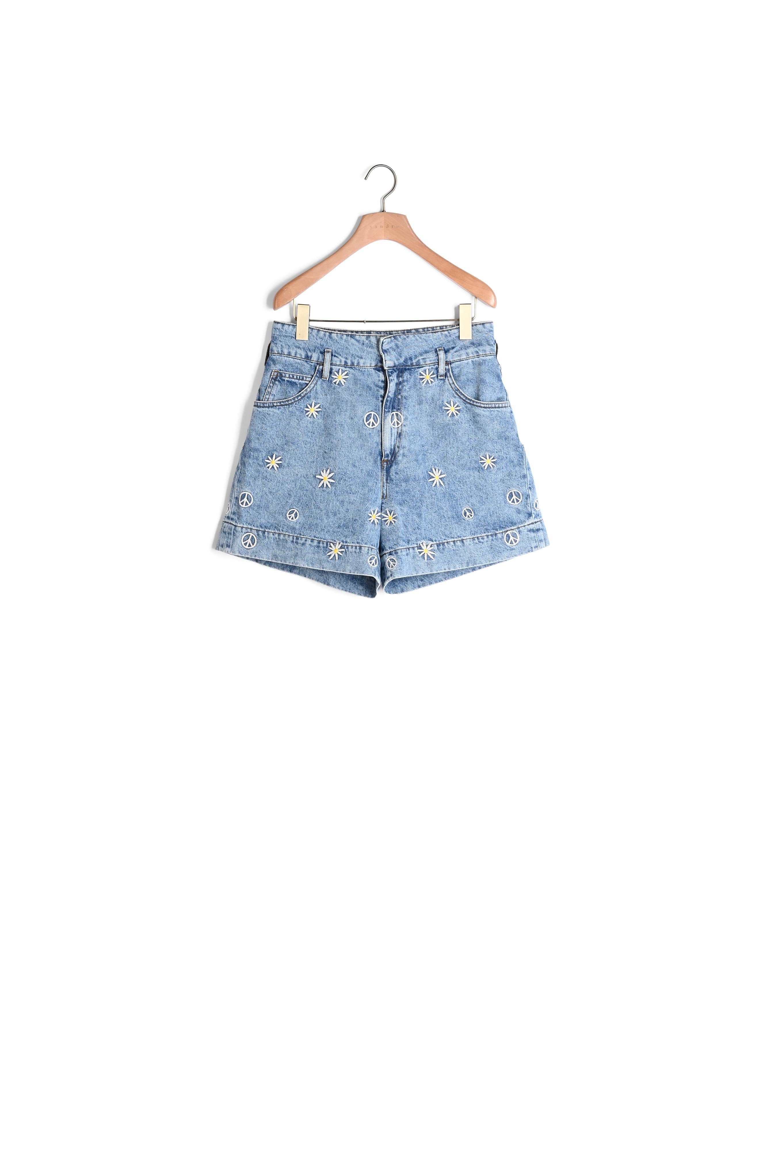 Short en Jean orné de motifs brodés Sandro seconde main