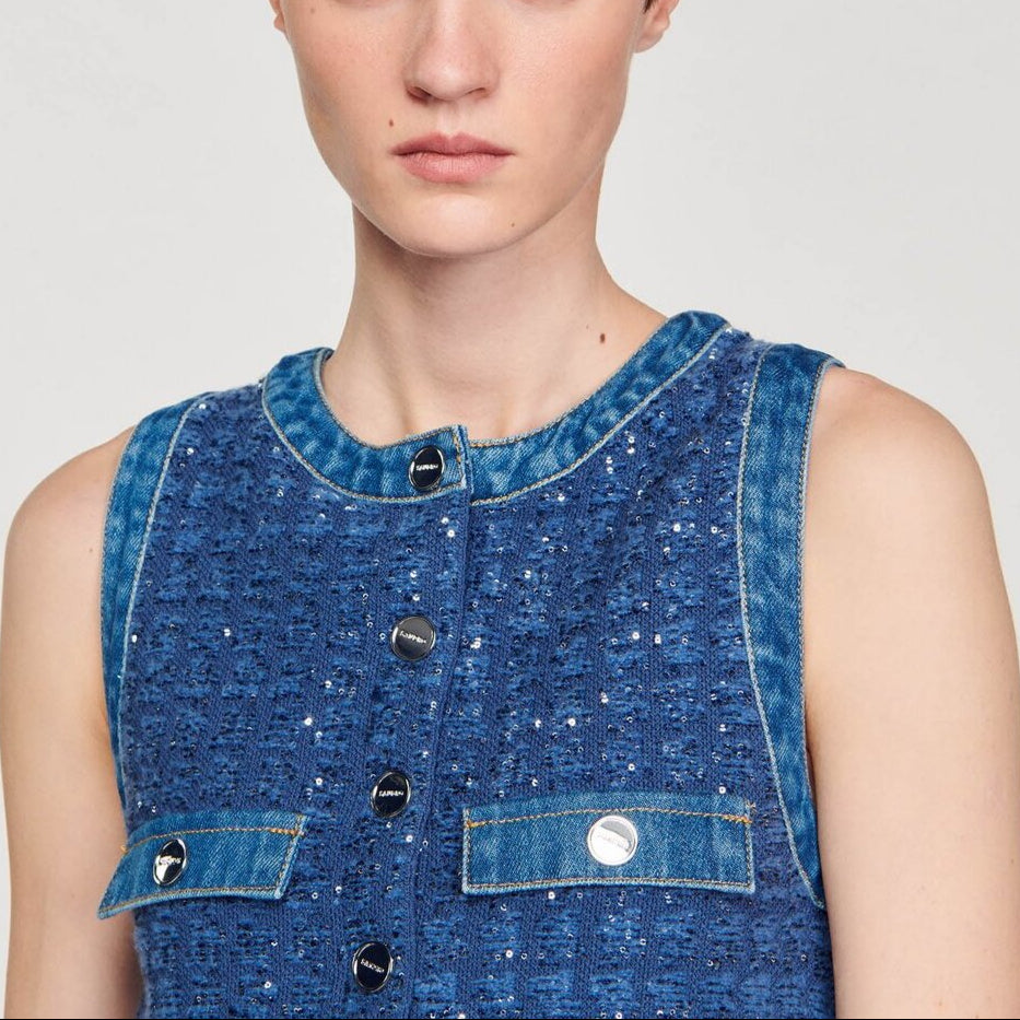 Robe courte trapèze en tweed Sandro seconde main